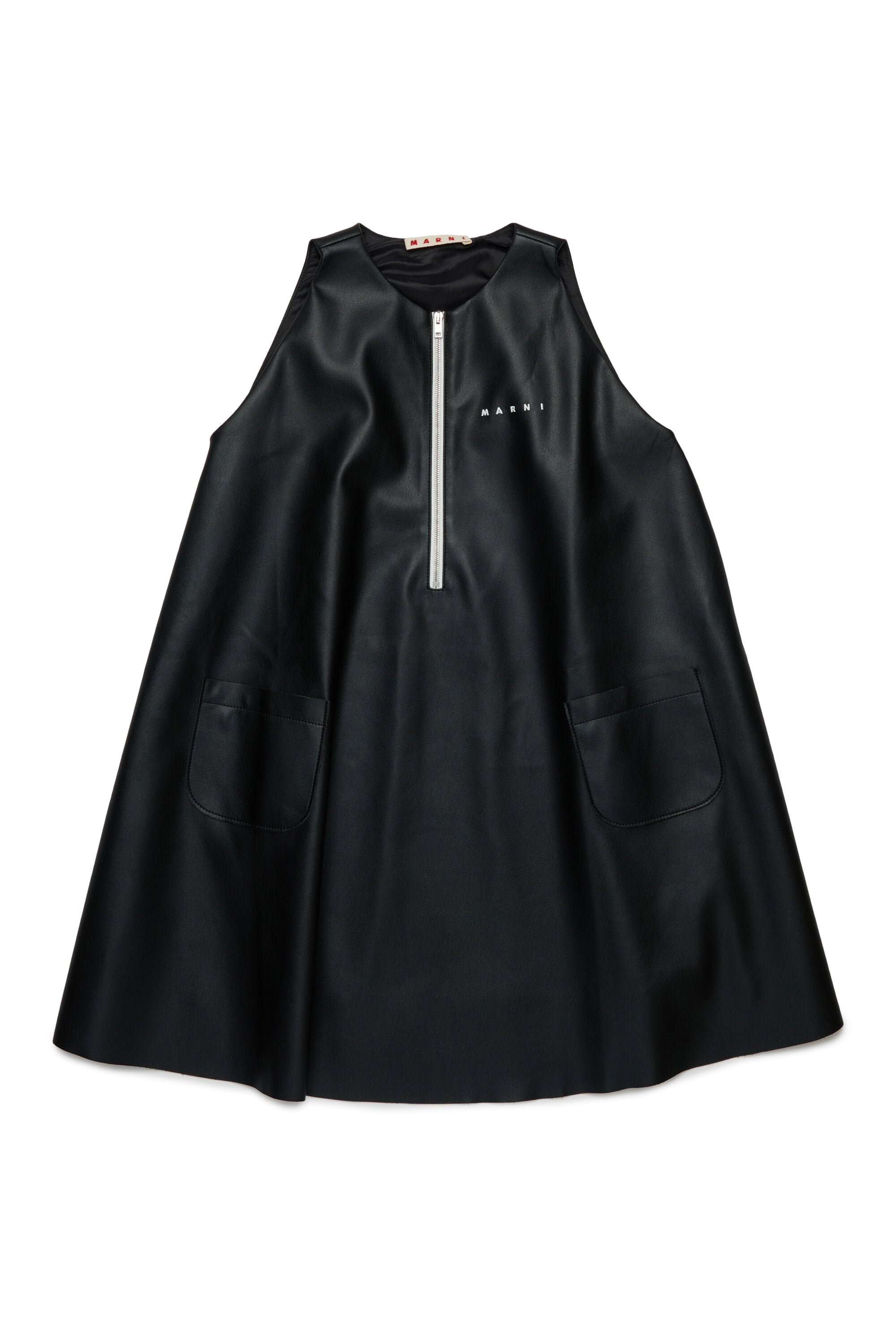 Vestido corto acampanado en tejido recubierto