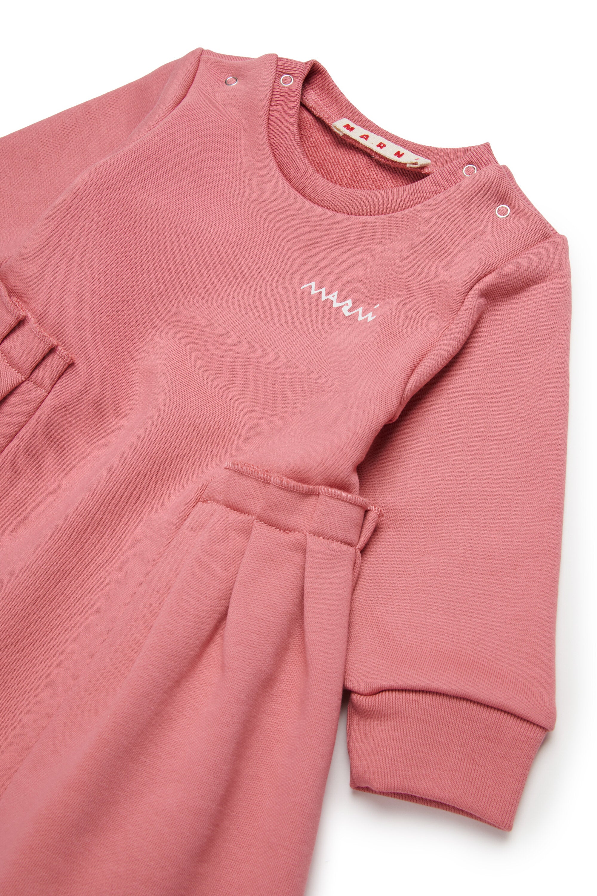 Fleece midi dress with flounces