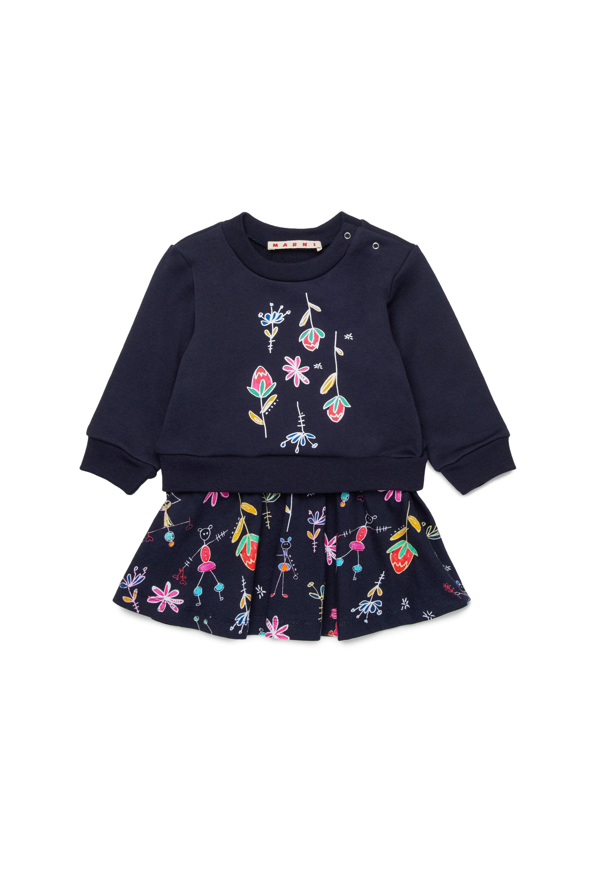 Fleece and jersey midi dress with Nutcracker graphics