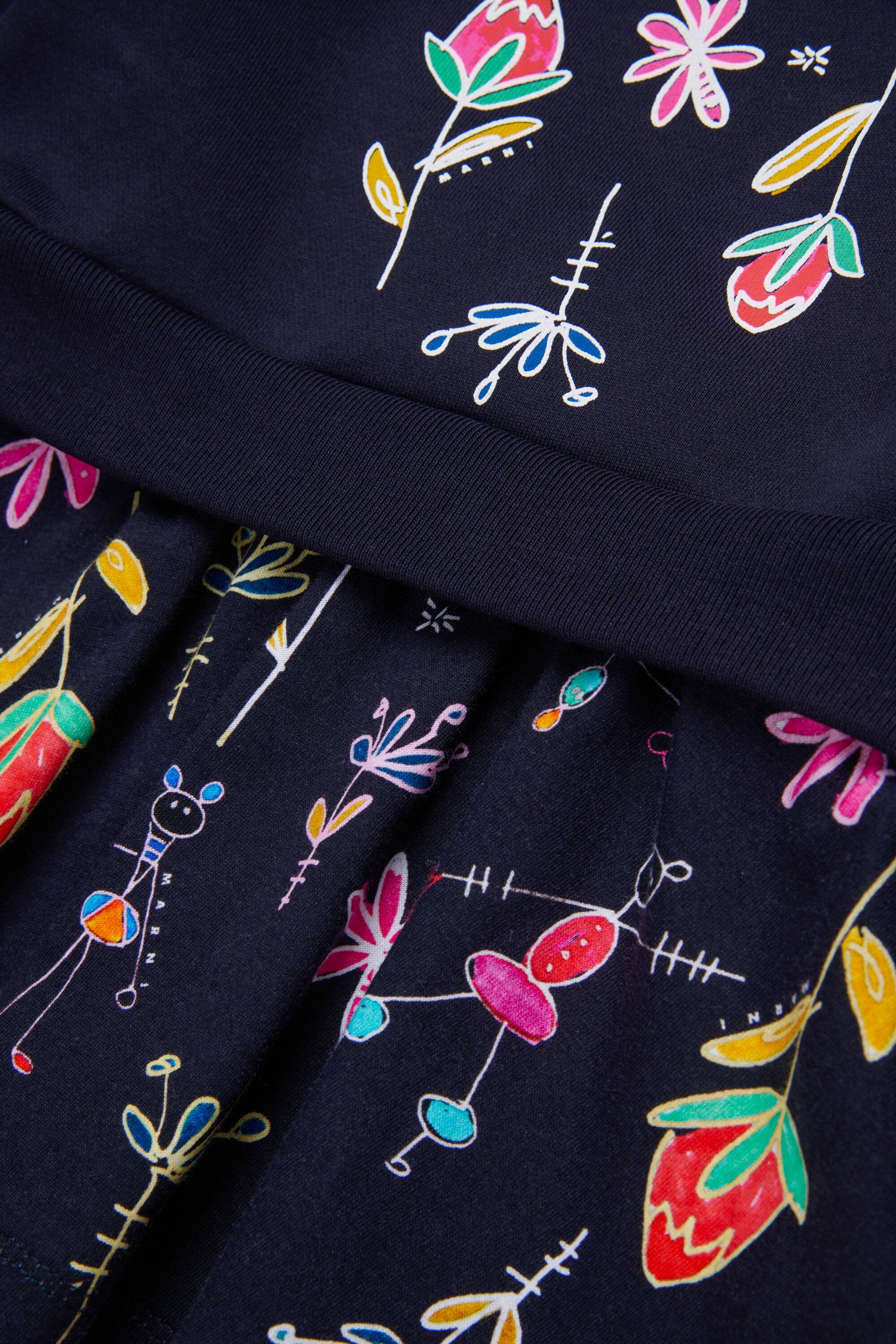 Vestido midi de felpa y jersey con gráfico de Nutcracker