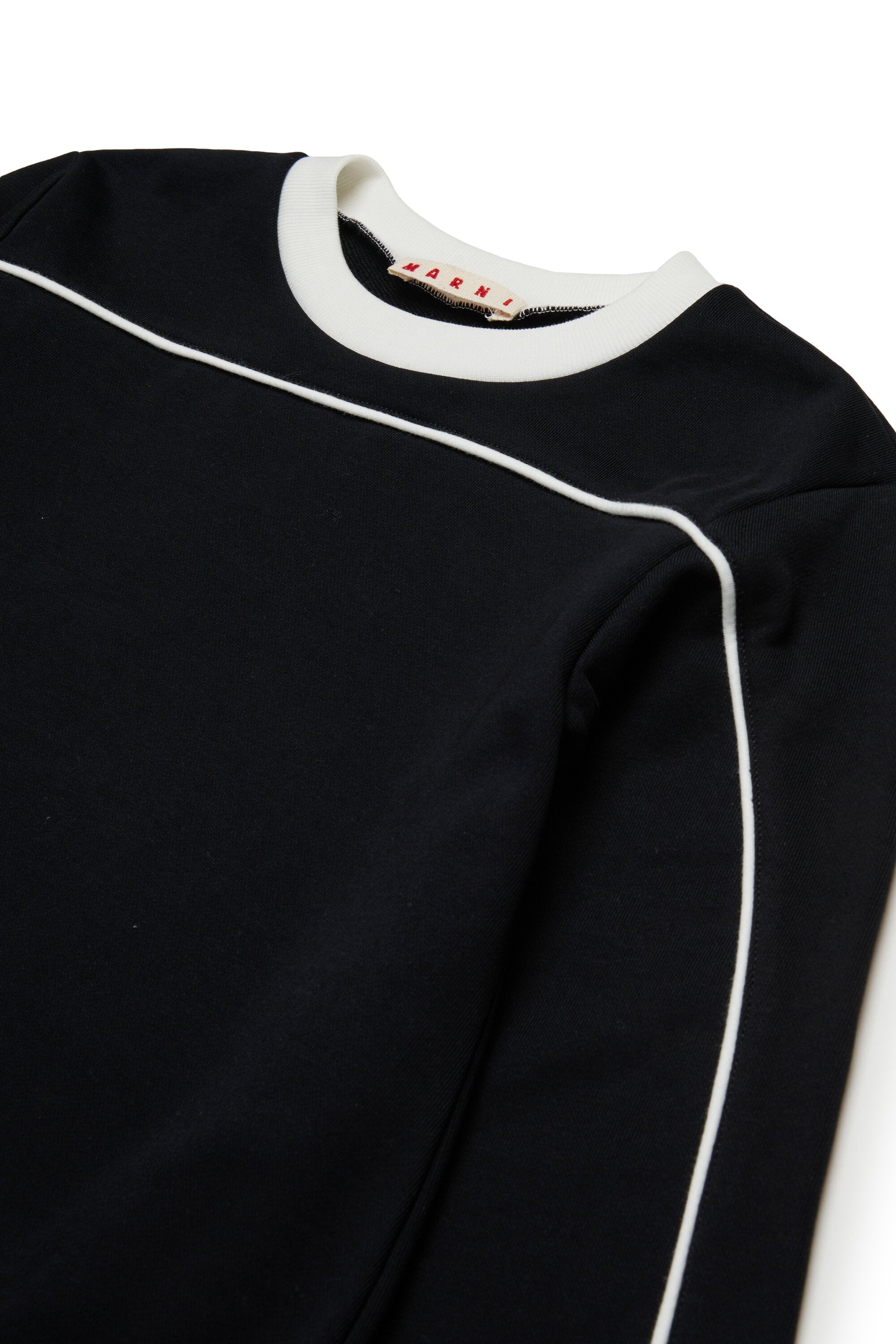 Vestido corto de sudadera con ribetes en contraste