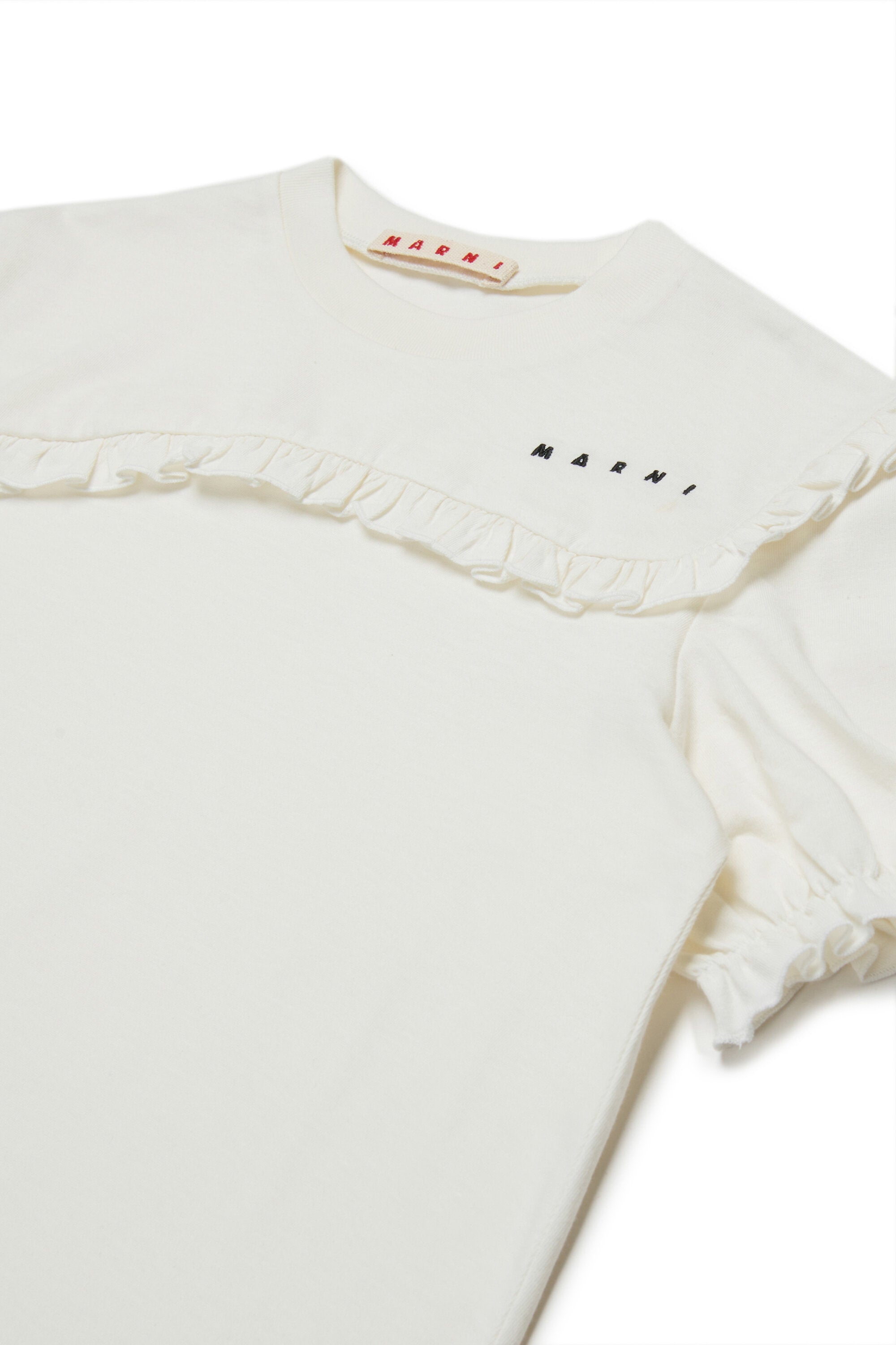 Camiseta de jersey con rouches y logotipo