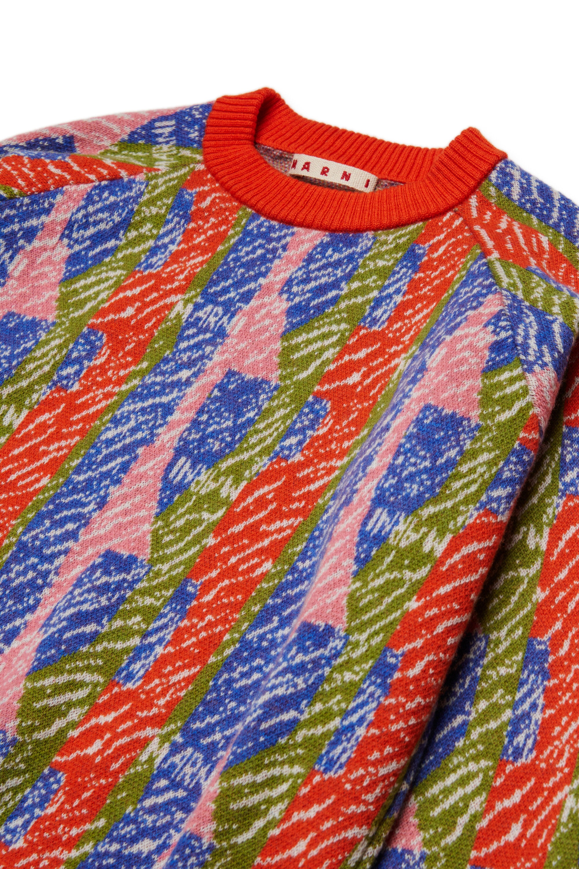 Allover wool blend jacquard stripes pullover