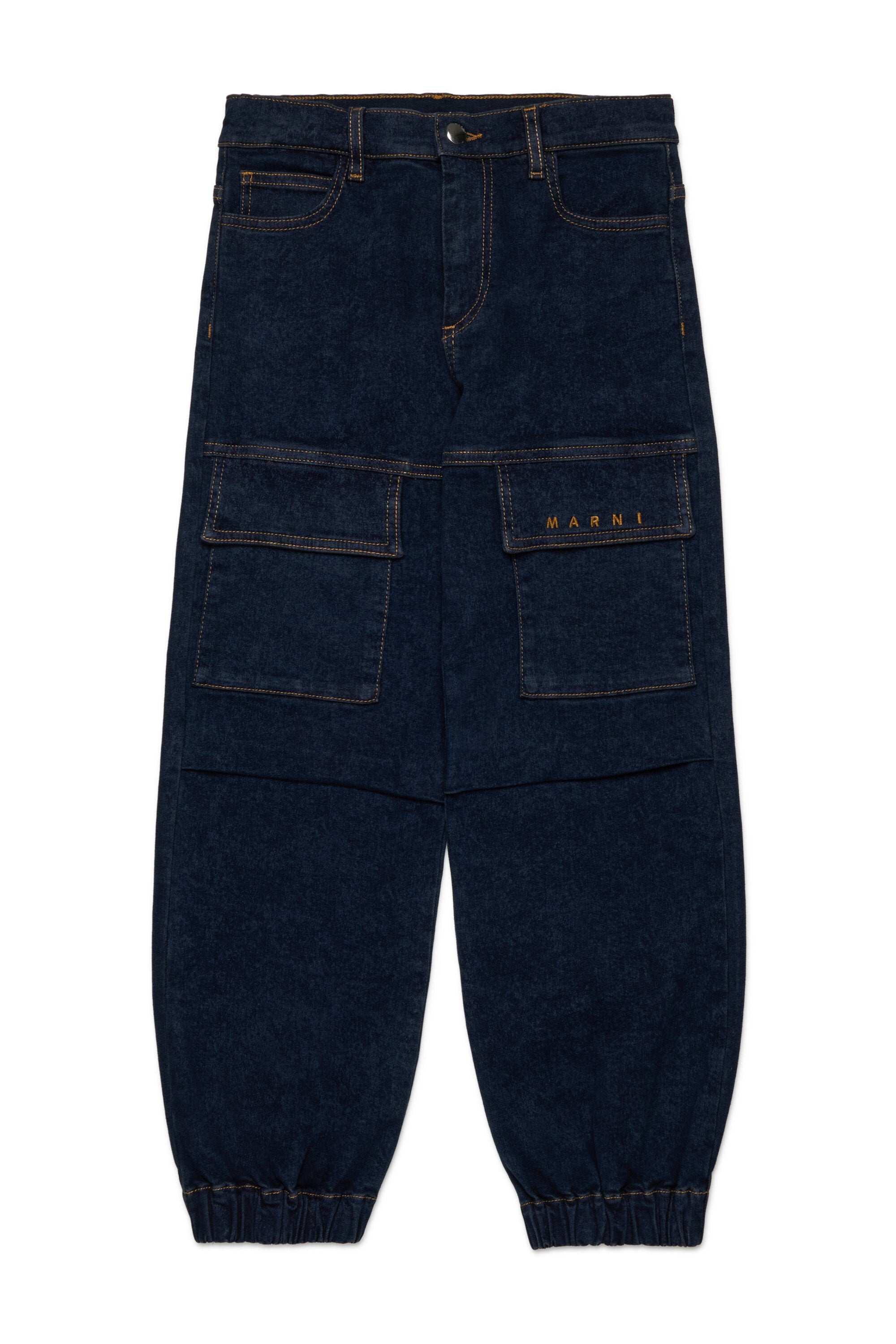 Vaqueros cargo jaspeados oscuros con bolsillos