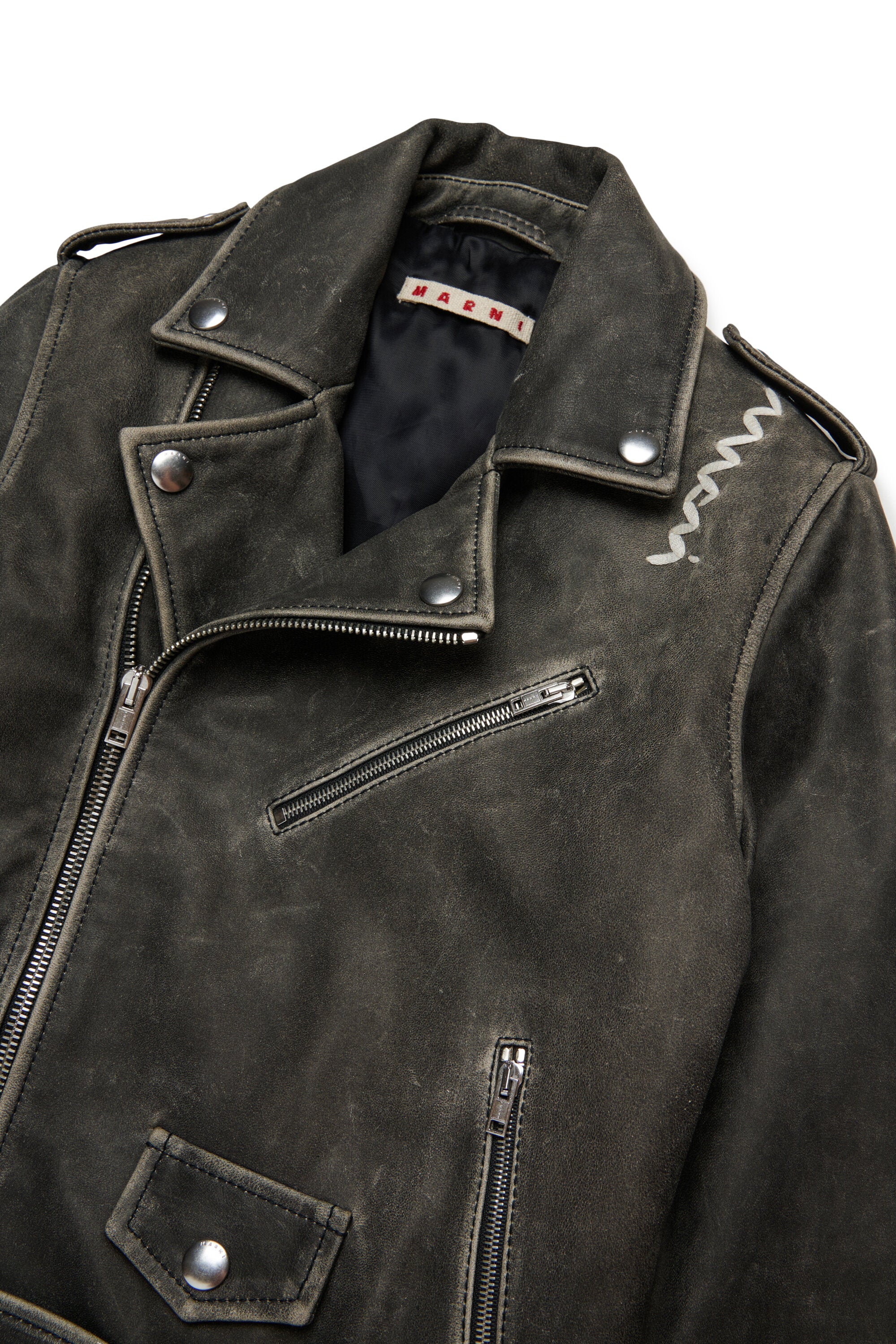 Real leather jacket with a worn effect