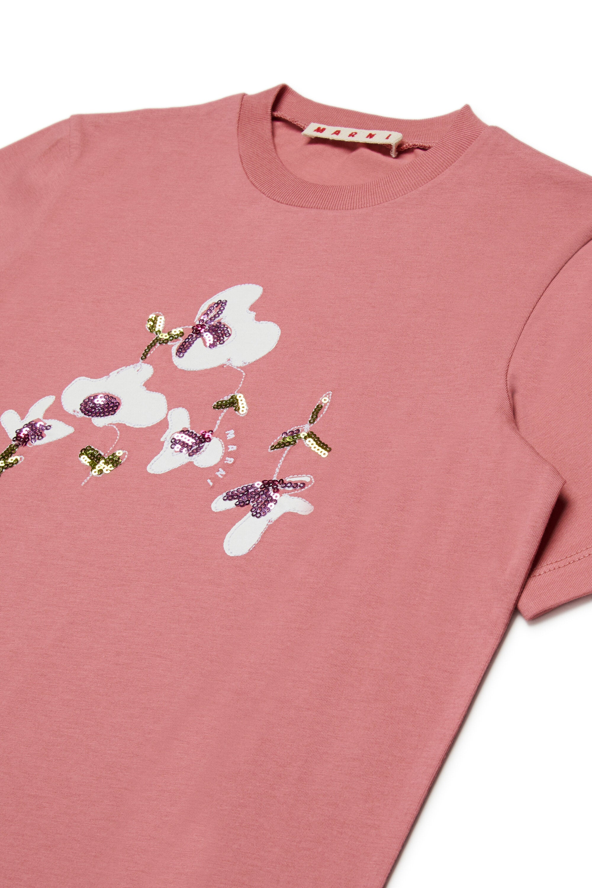 Camiseta de jersey con parches florales