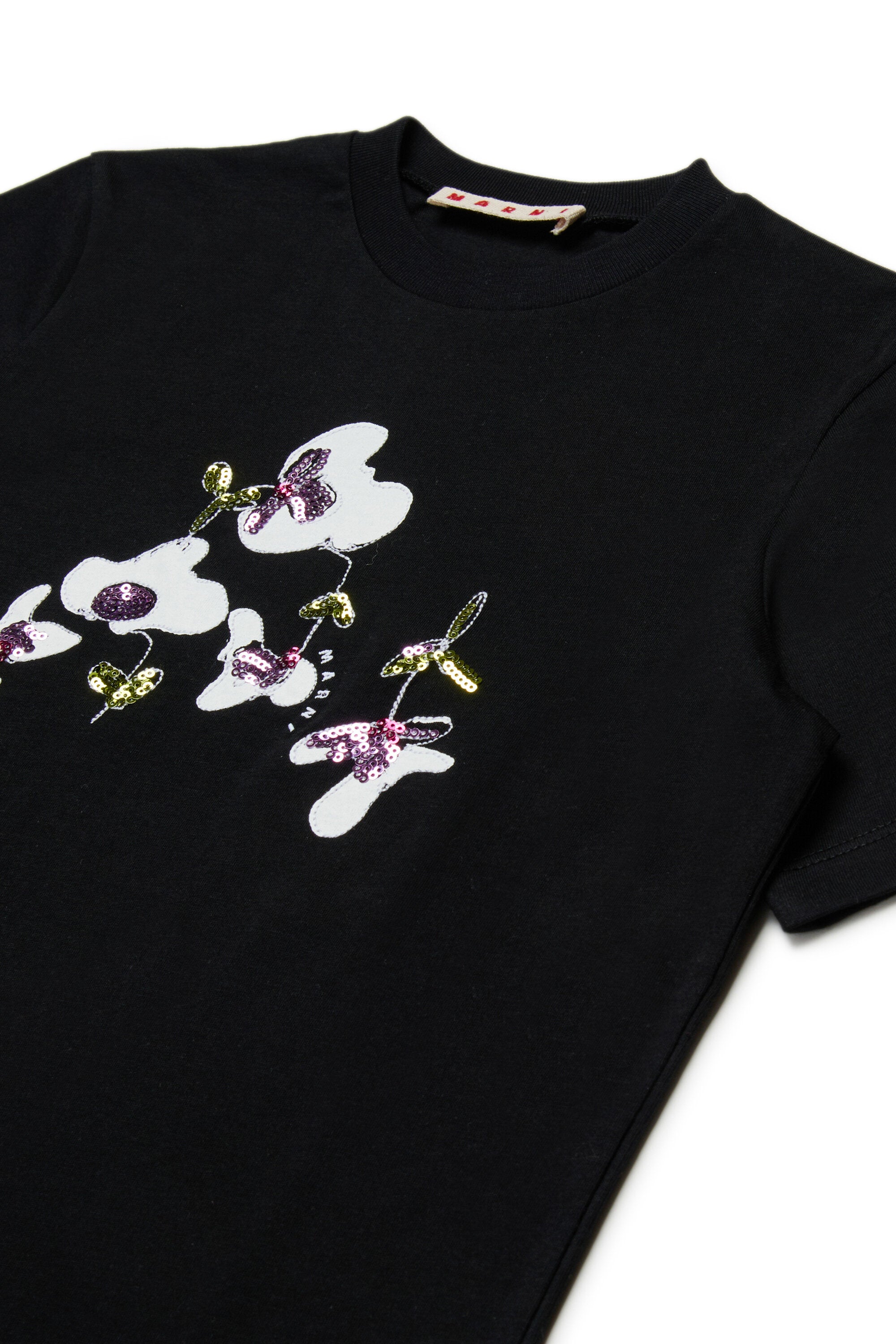 Camiseta de jersey con parches florales