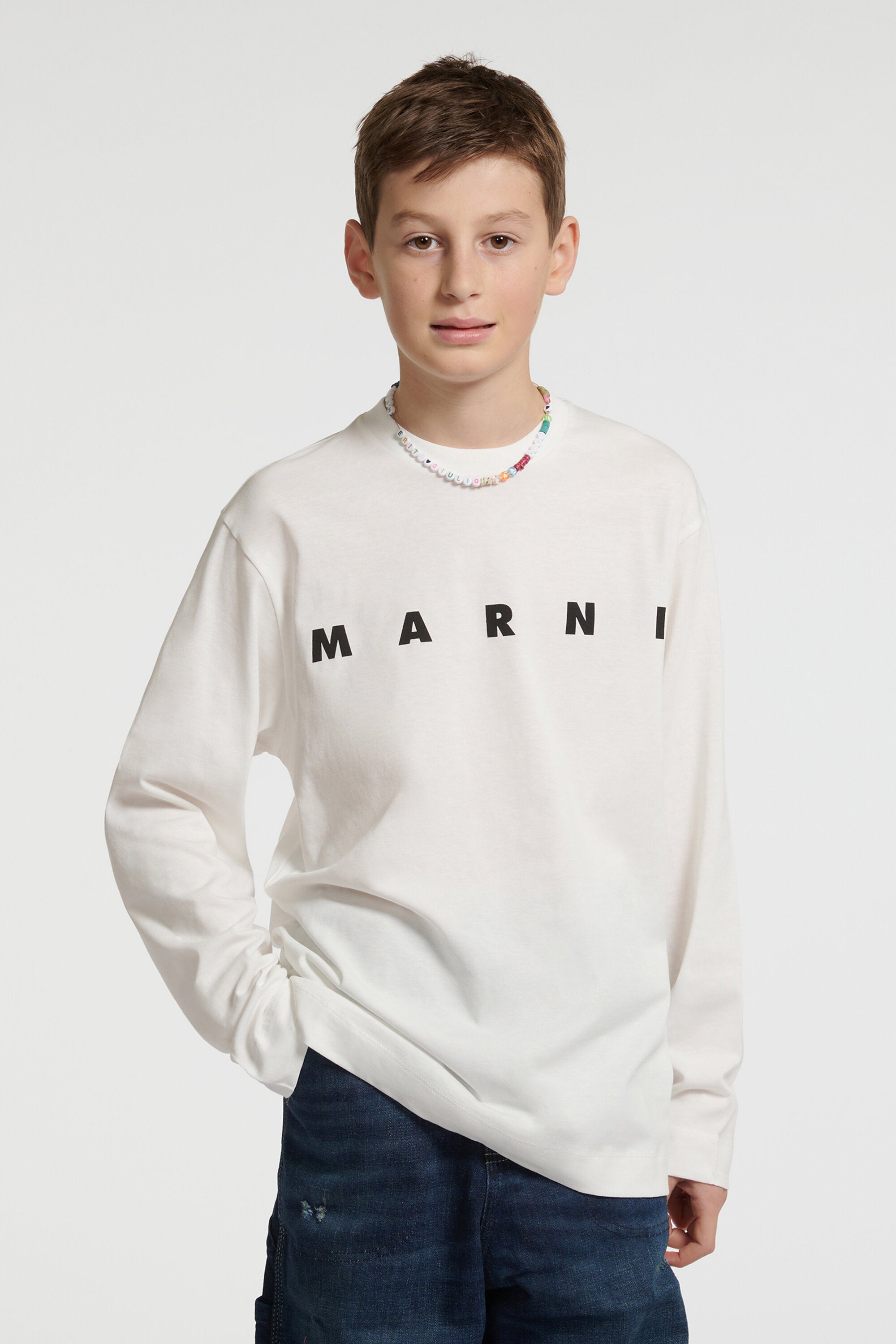Camiseta de manga larga de jersey con logotipo Marni