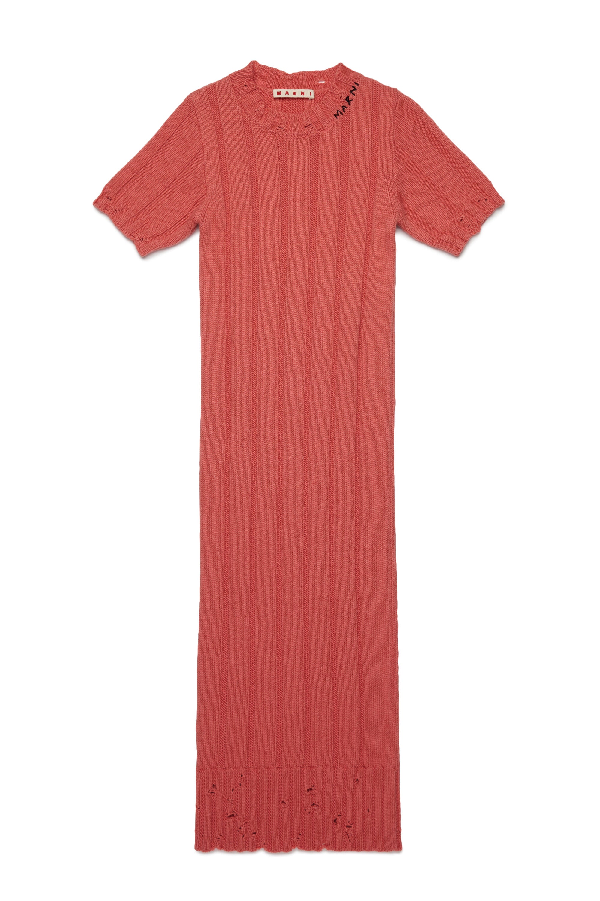 Vestido largo de lana con roturas