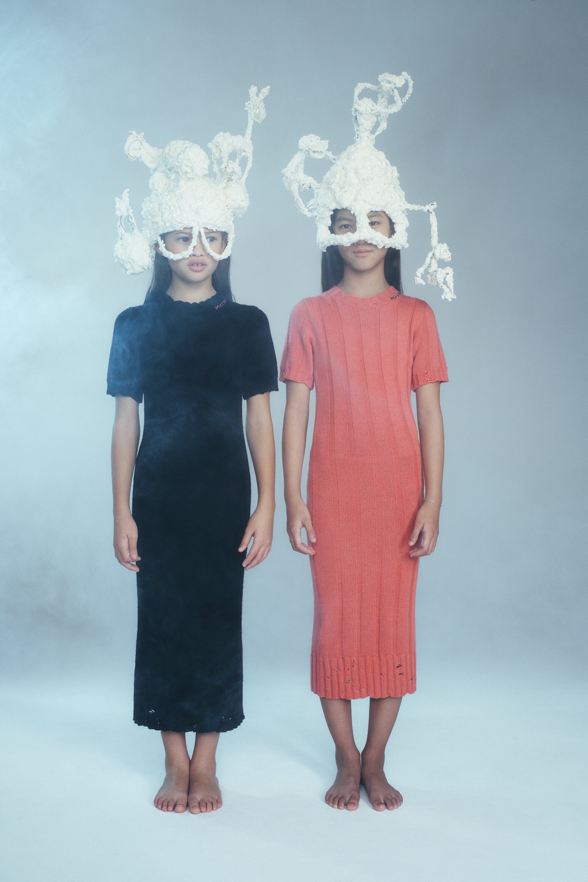 Vestido largo de lana con roturas