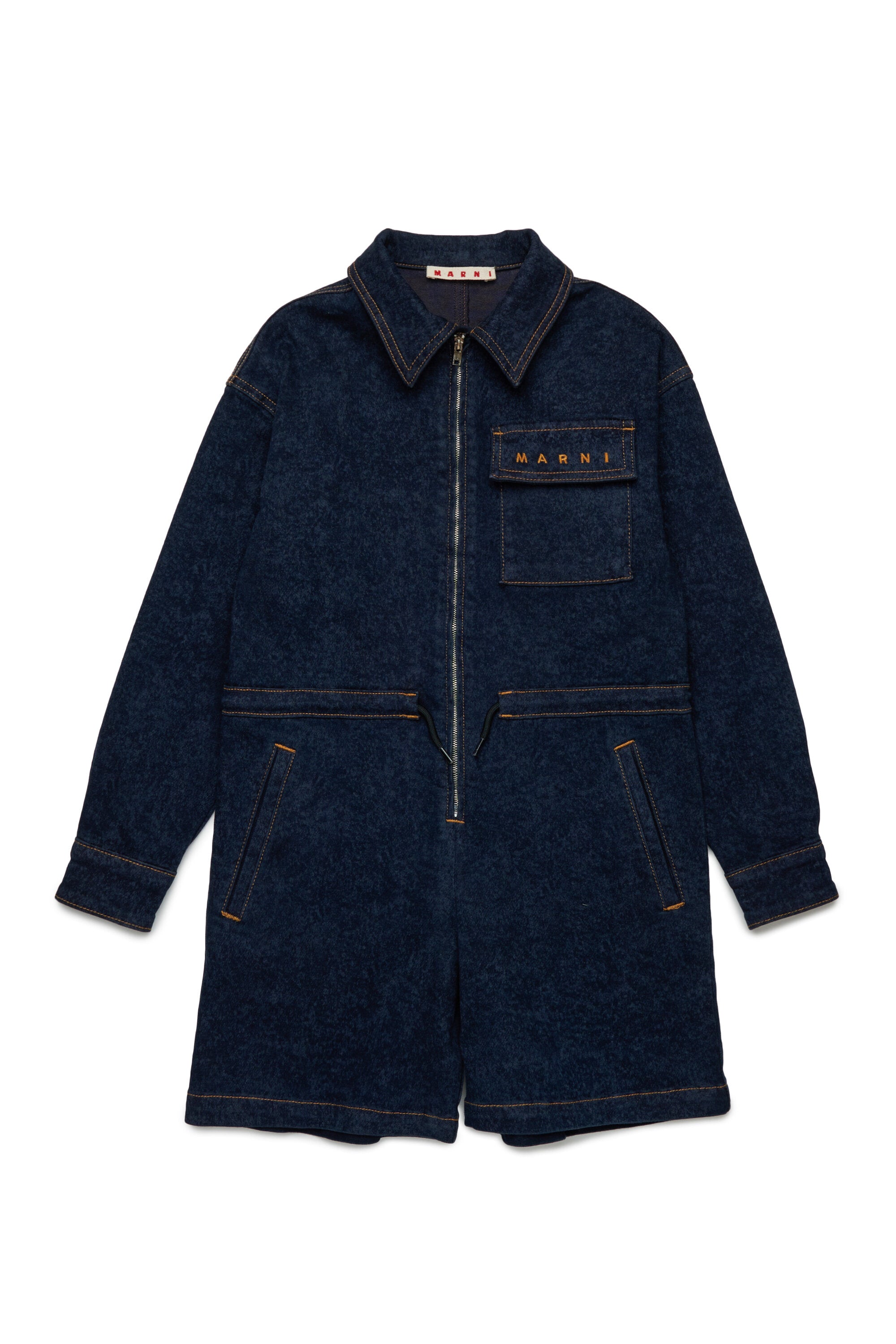 Mono denim jaspeado con cordón