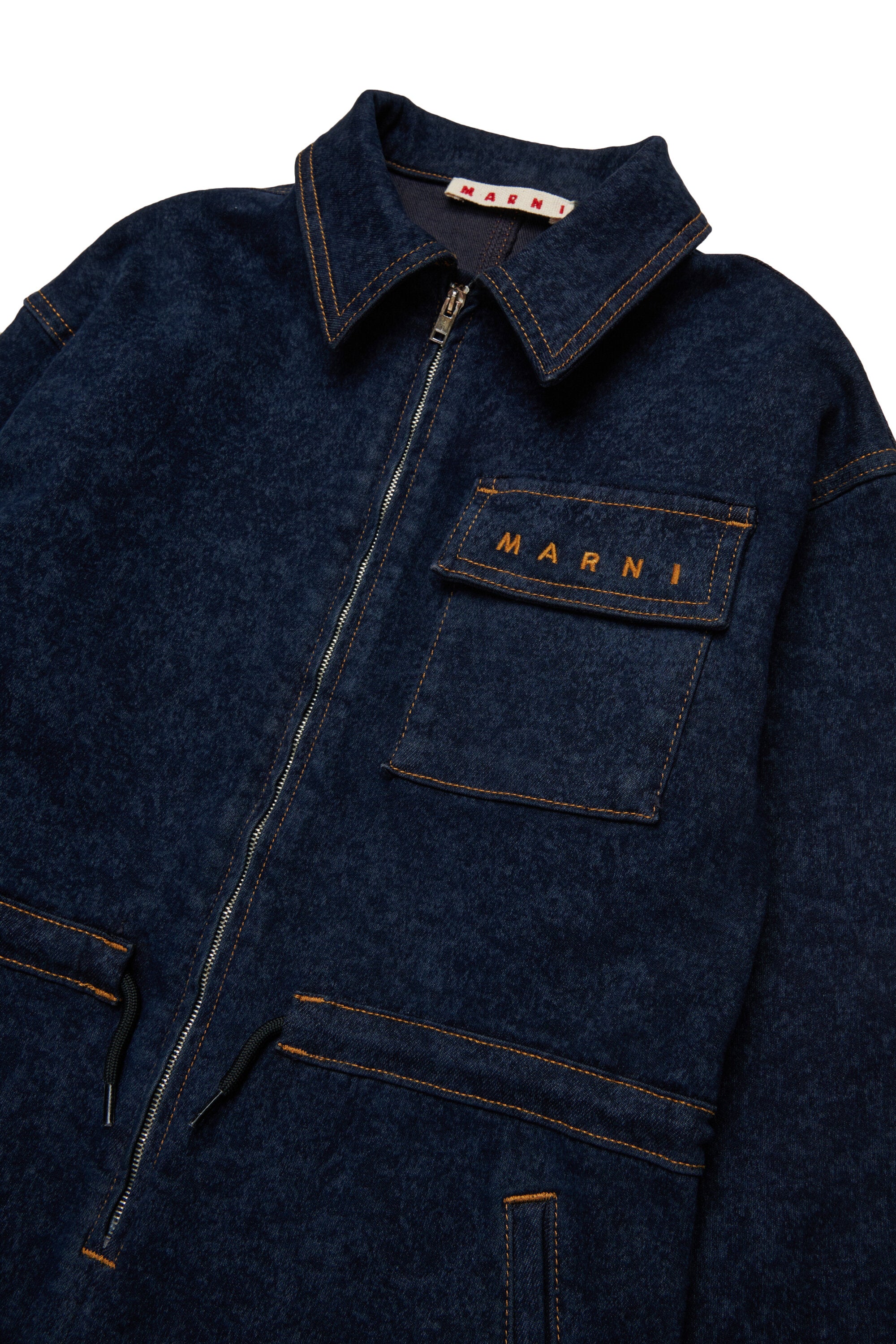 Mono denim jaspeado con cordón