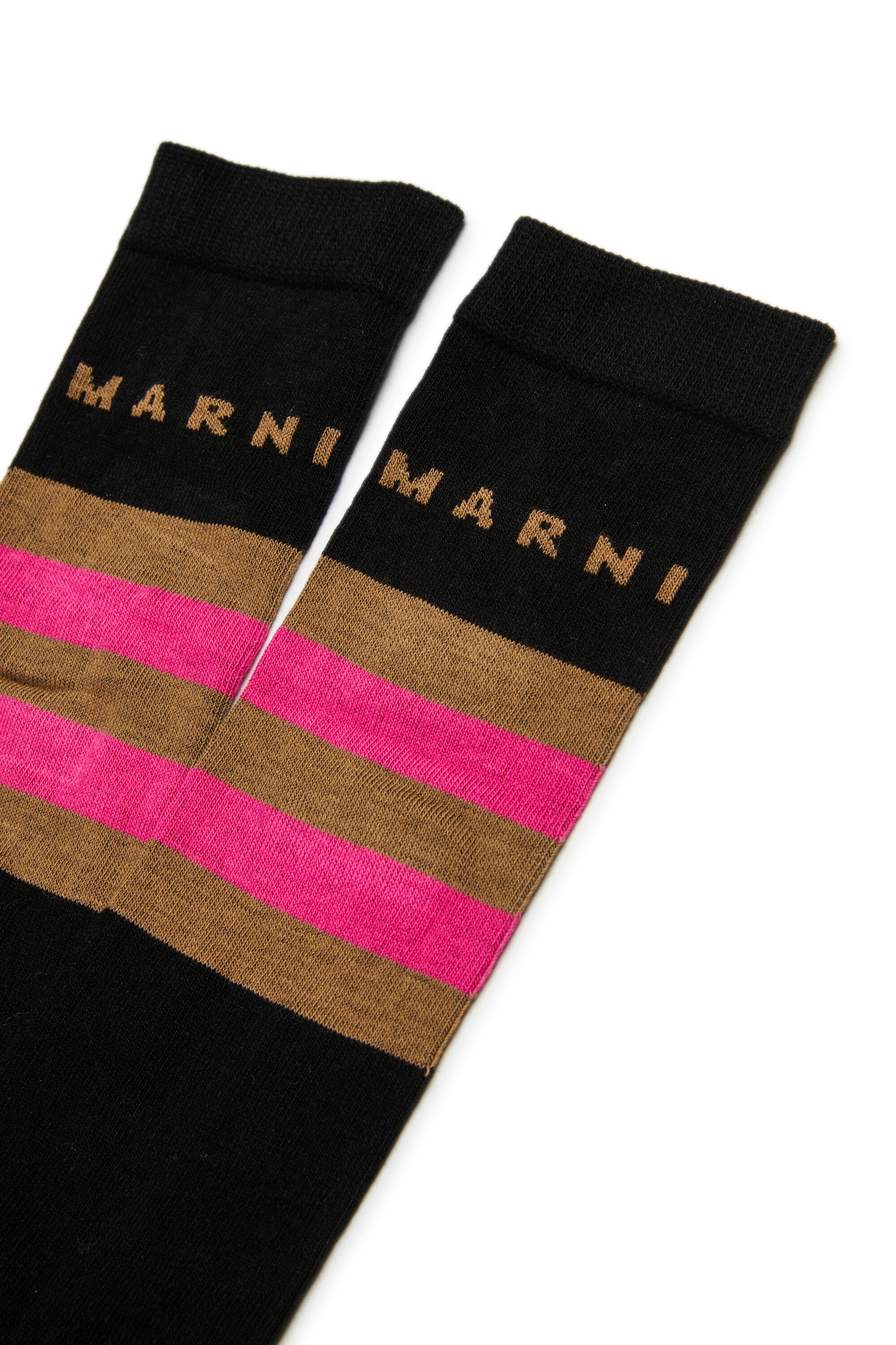 Cotton blend socks with stripes and logo