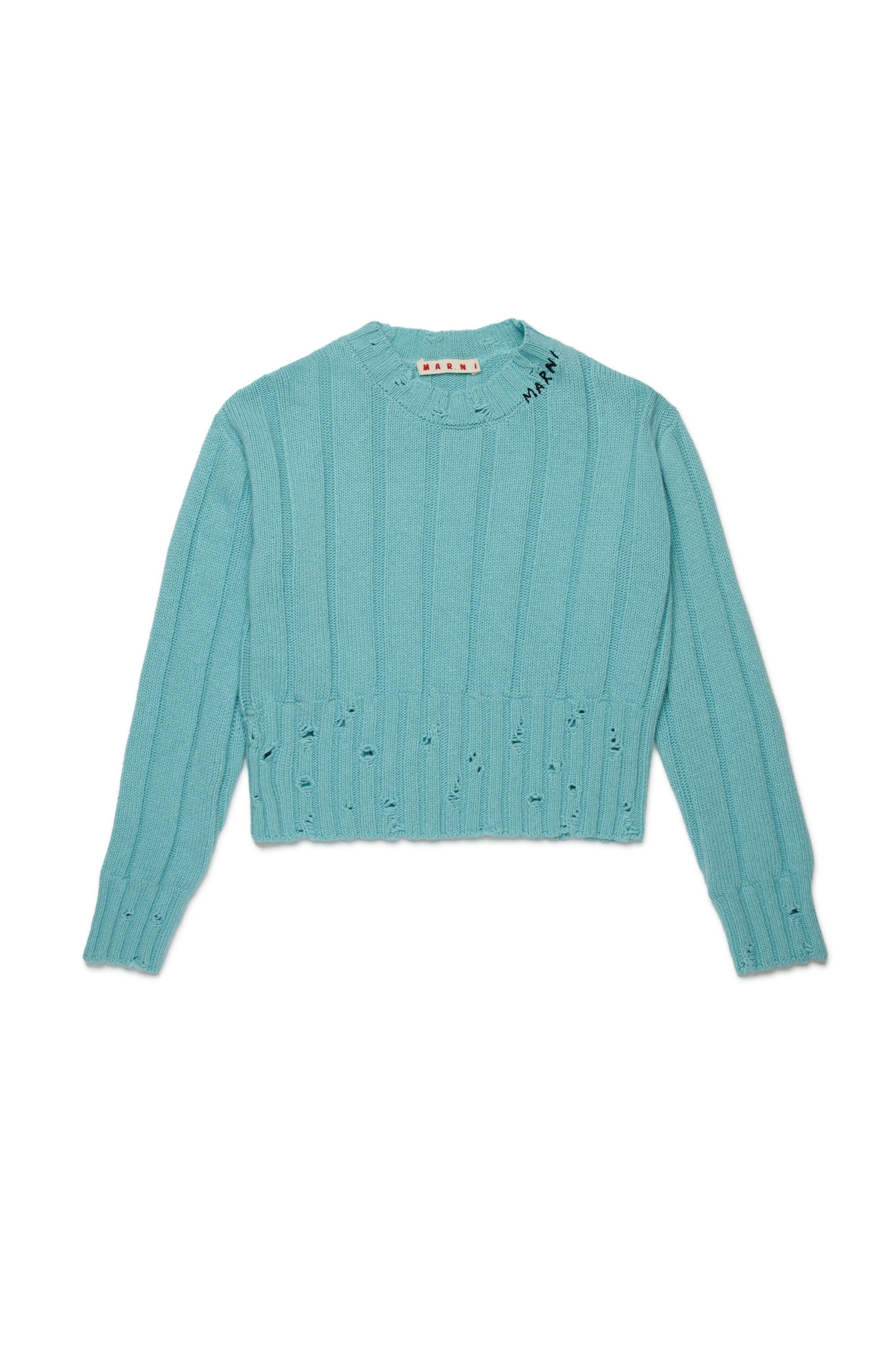 Jersey corto de mezcla de lana con rotos