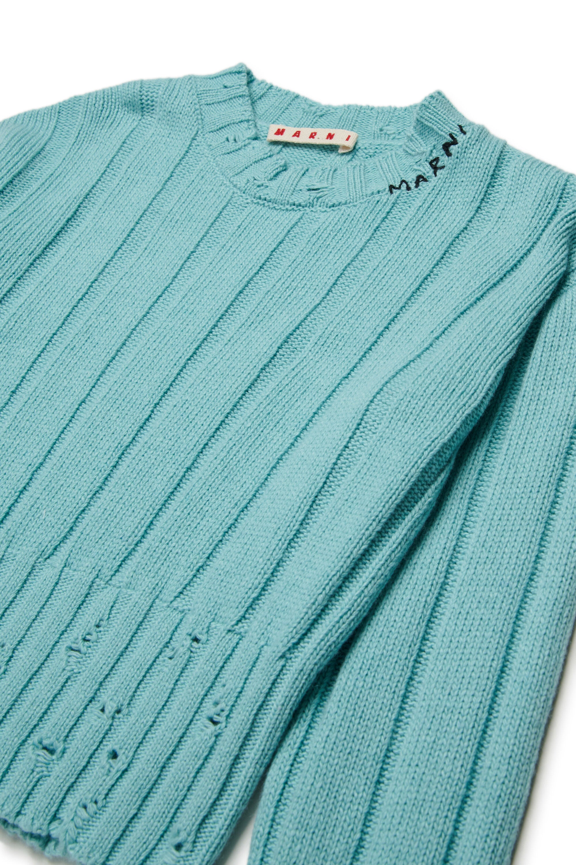 Jersey corto de mezcla de lana con rotos