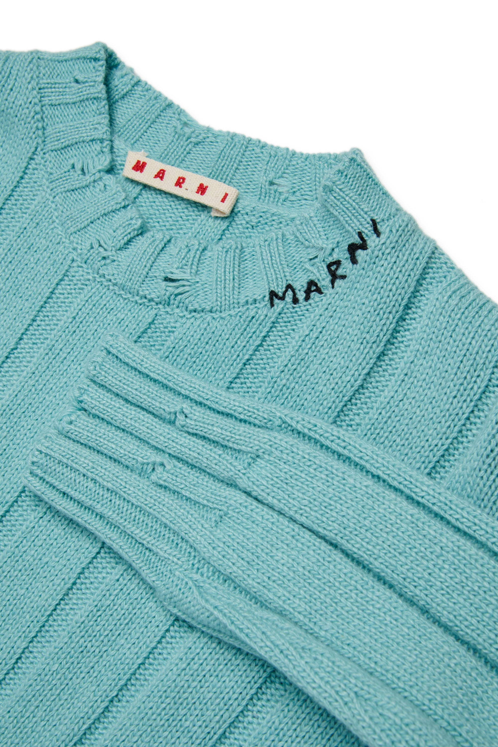 Jersey corto de mezcla de lana con rotos