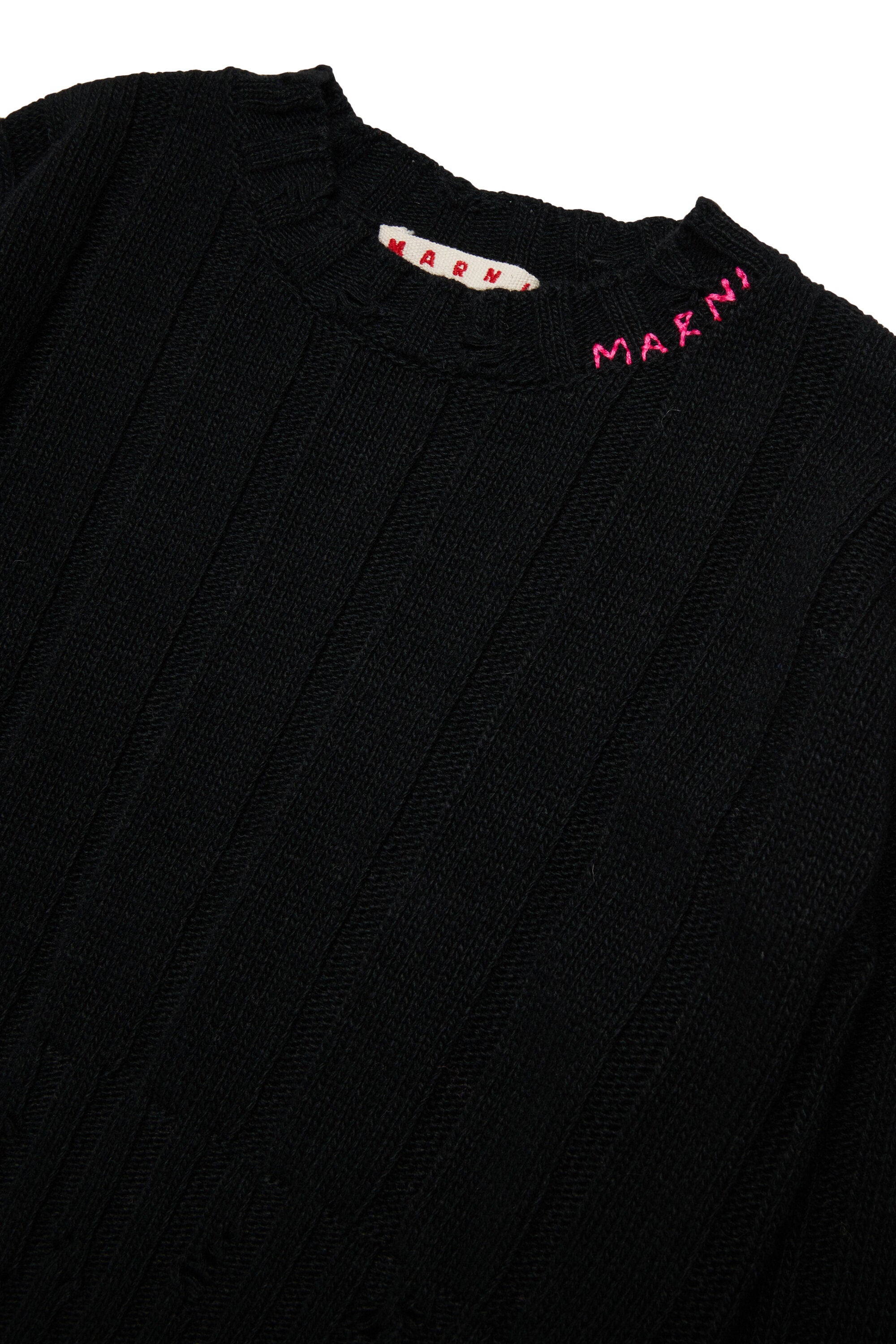 Jersey corto de mezcla de lana con rotos