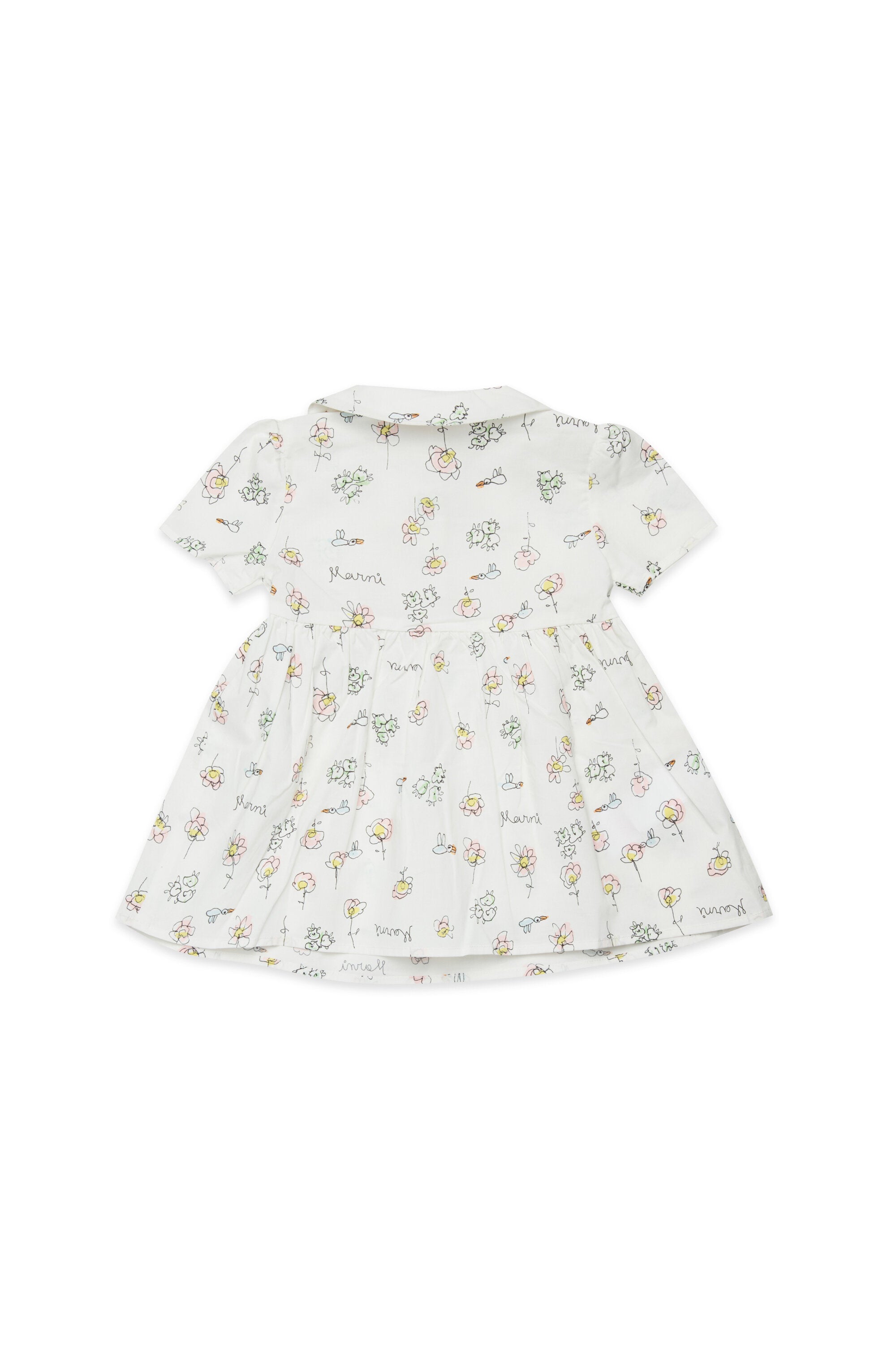 Vestido con estampado de flores y cuello redondeado