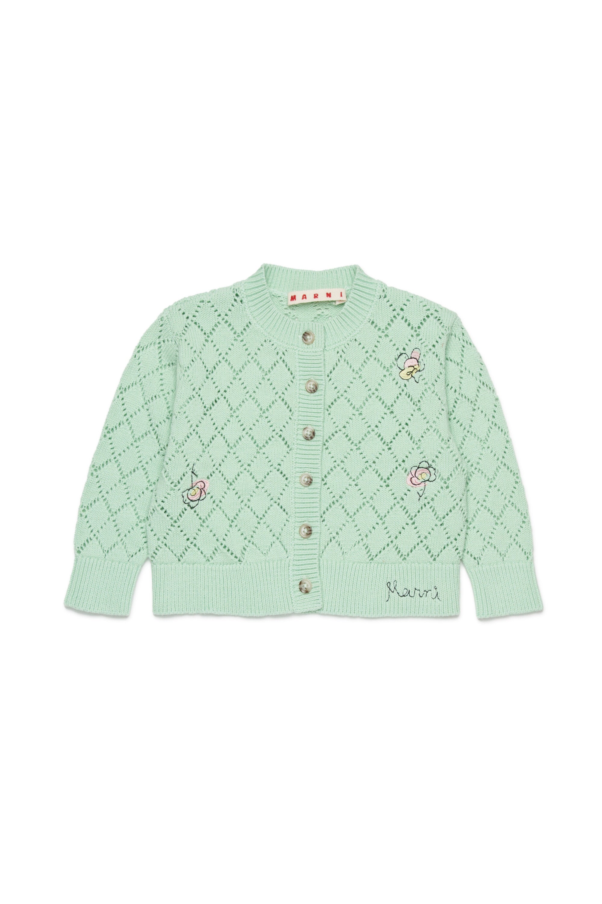 Openwork cardigan with floral embroidery