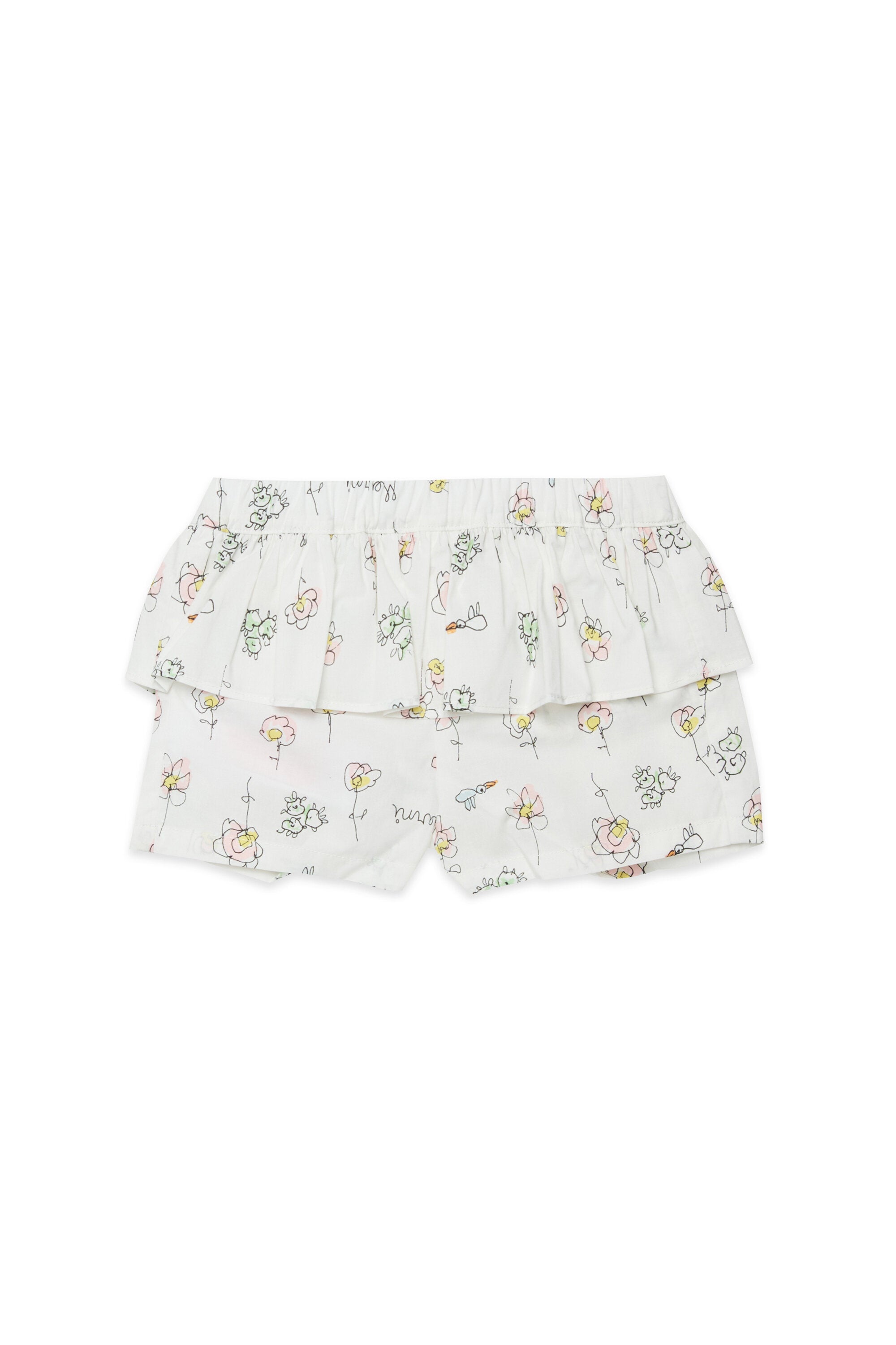 Shorts con volante y estampado de flores