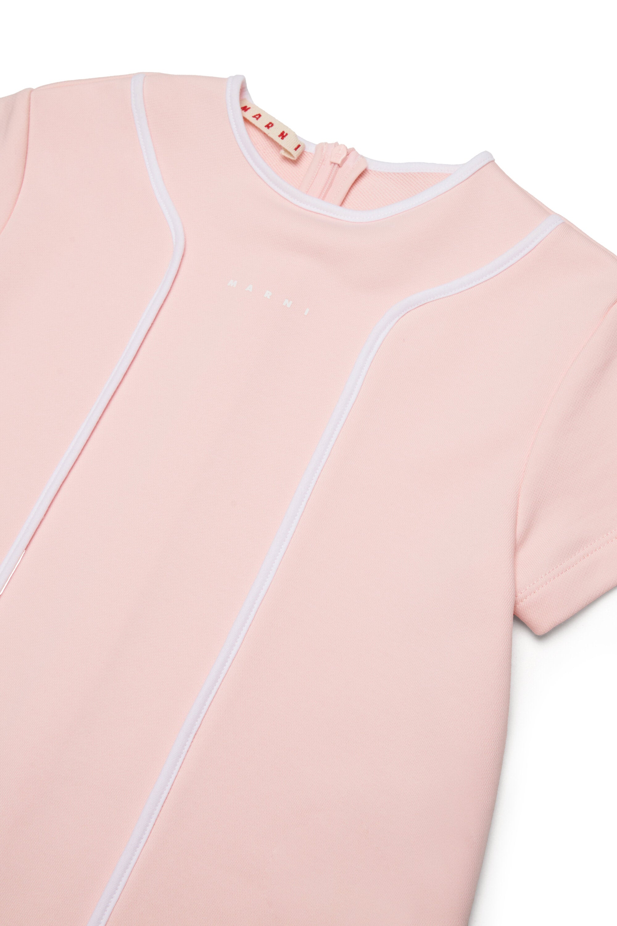 Dress with short sleeves and straight cut
