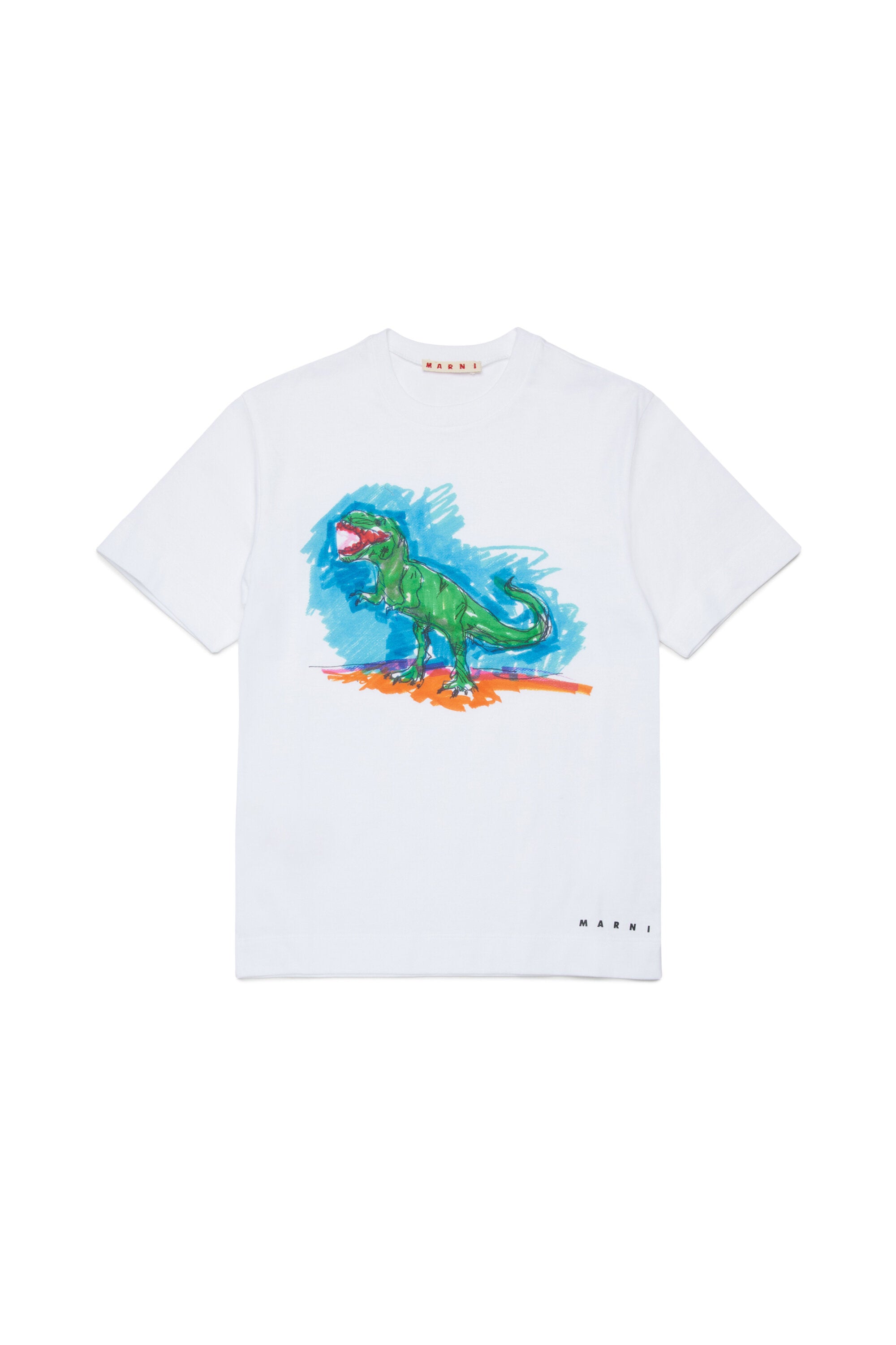 Camiseta con estampado de dinosaurio y logo