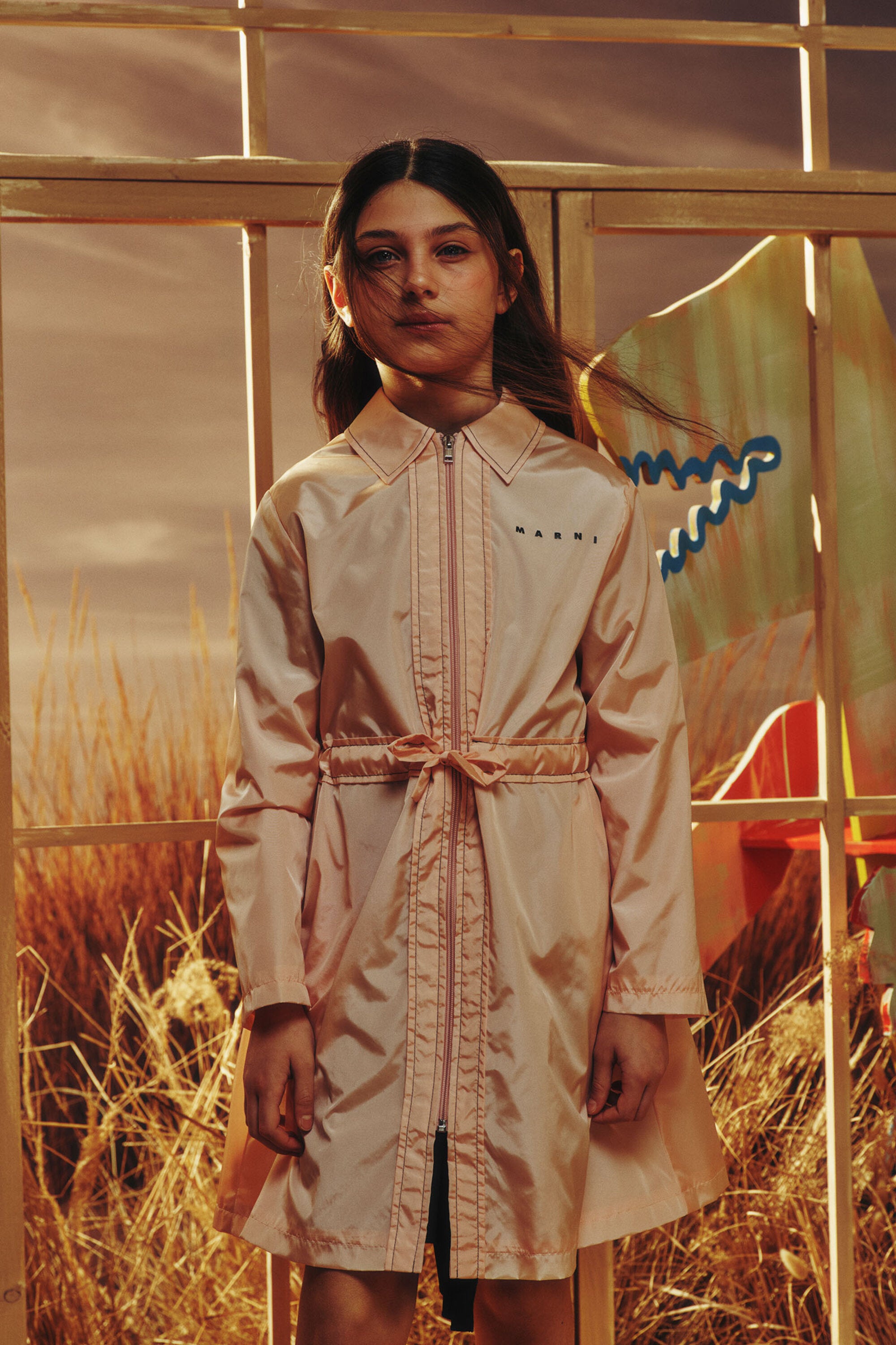 Long jacket with printed logo