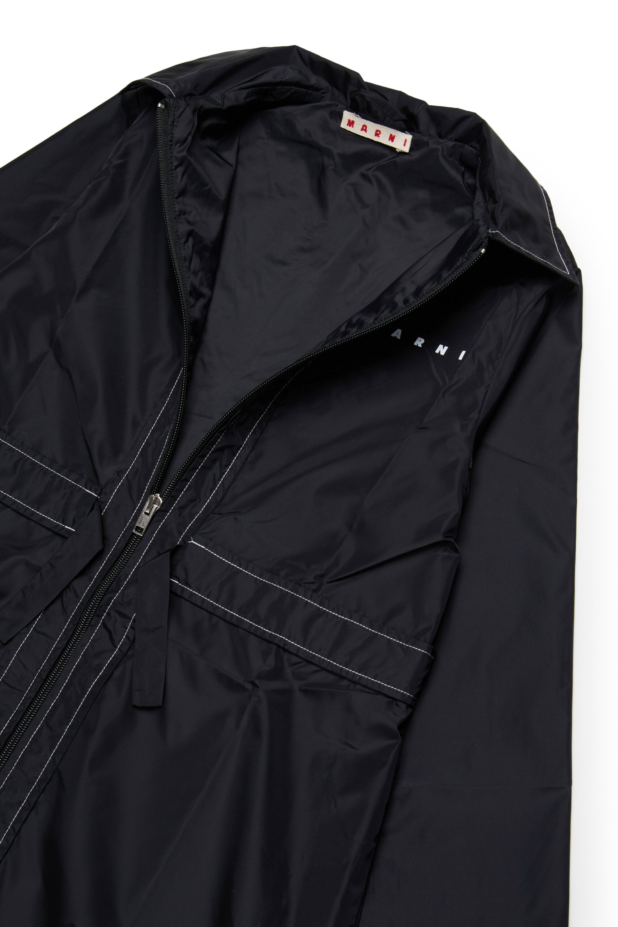 Chaqueta larga con logo estampado