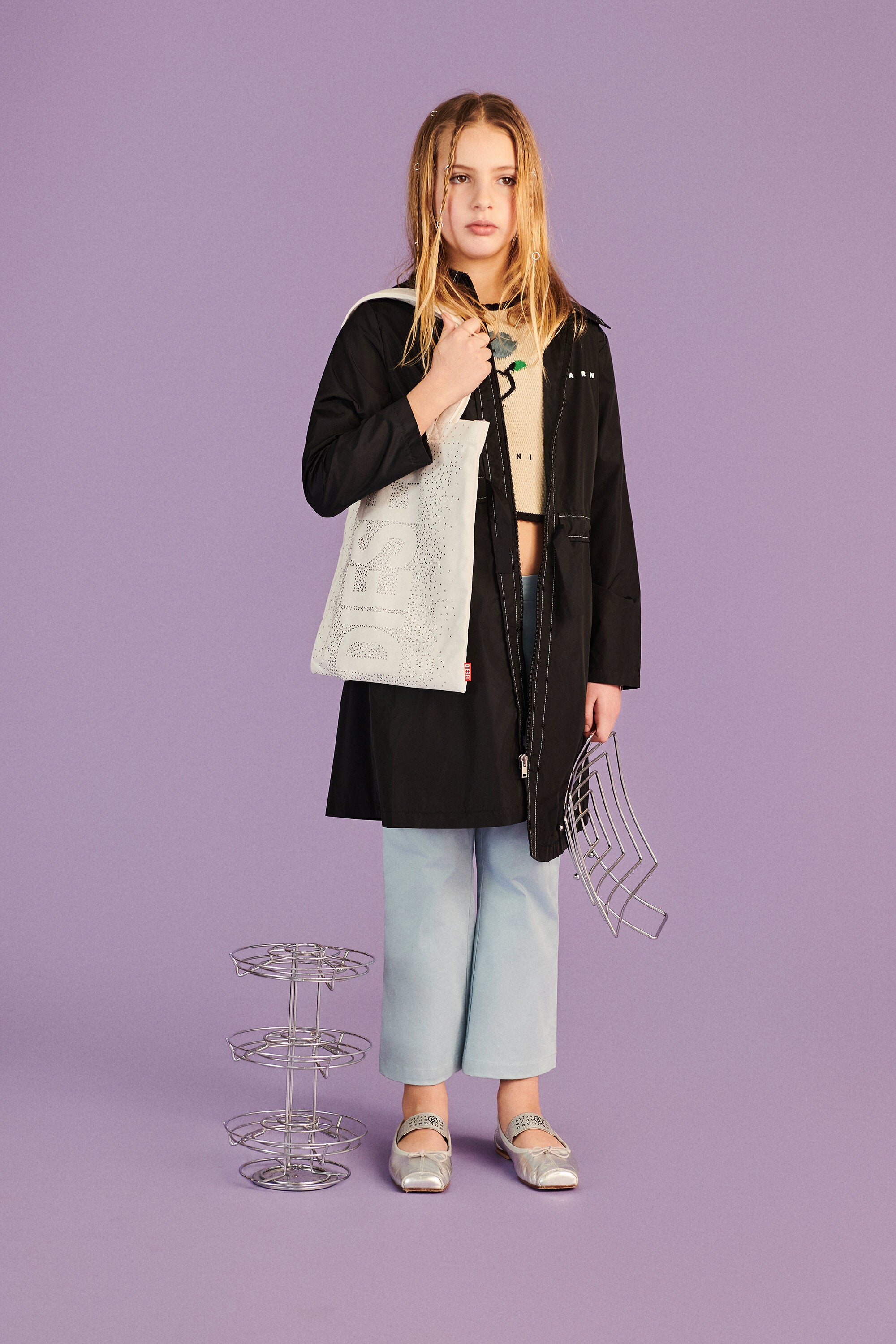 Long jacket with printed logo