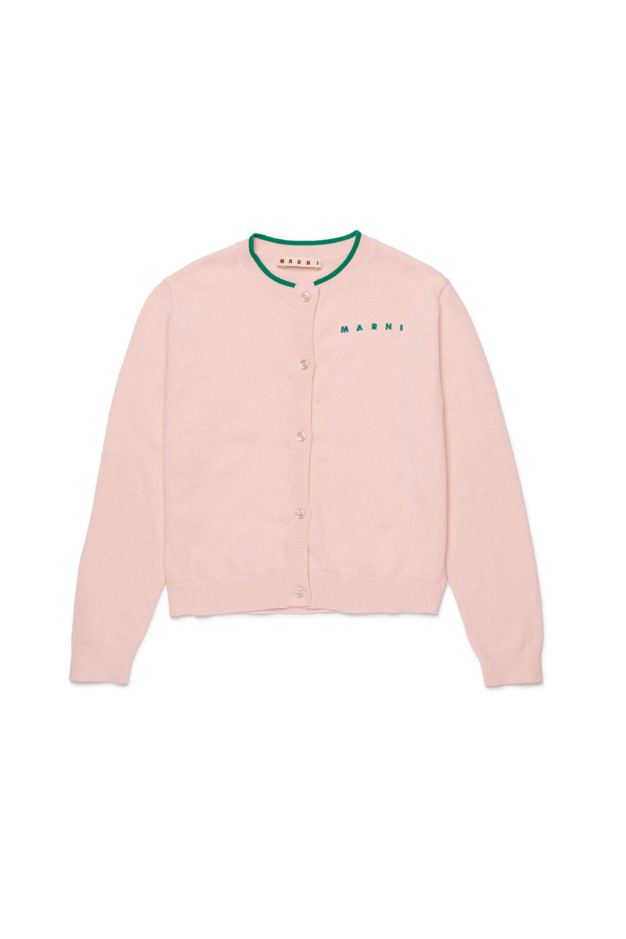 Crew-neck cardigan with logo