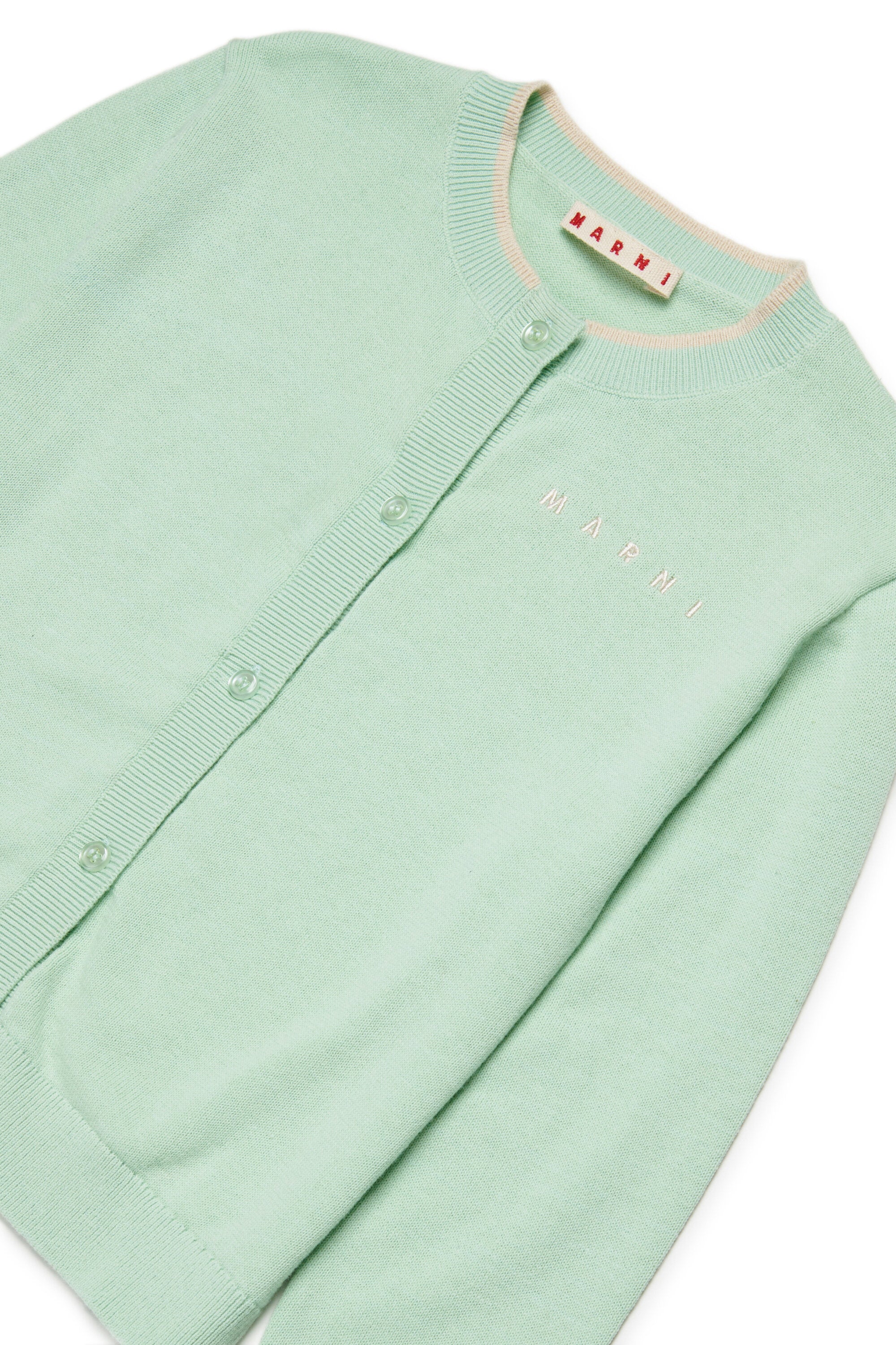 Crew-neck cardigan with logo