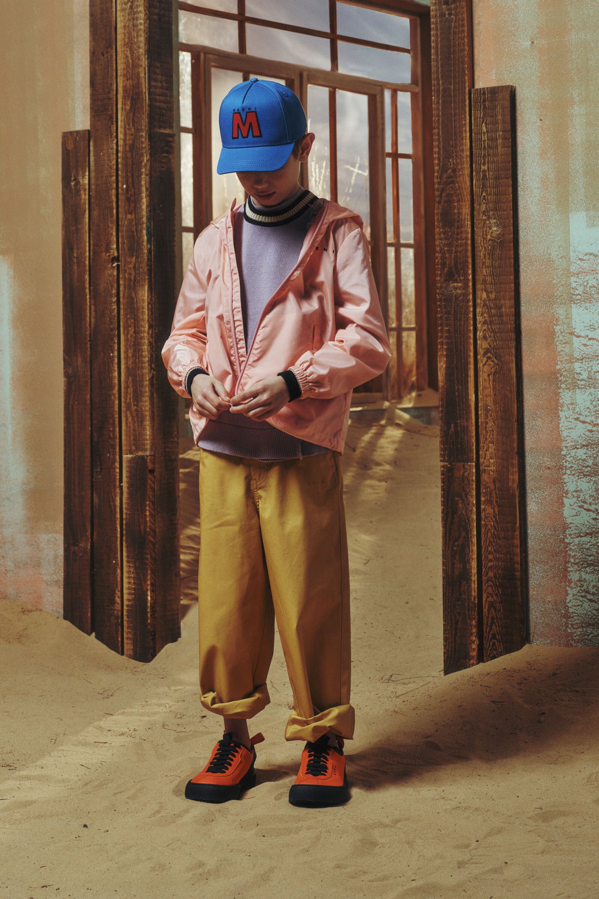 Windbreaker with printed logo