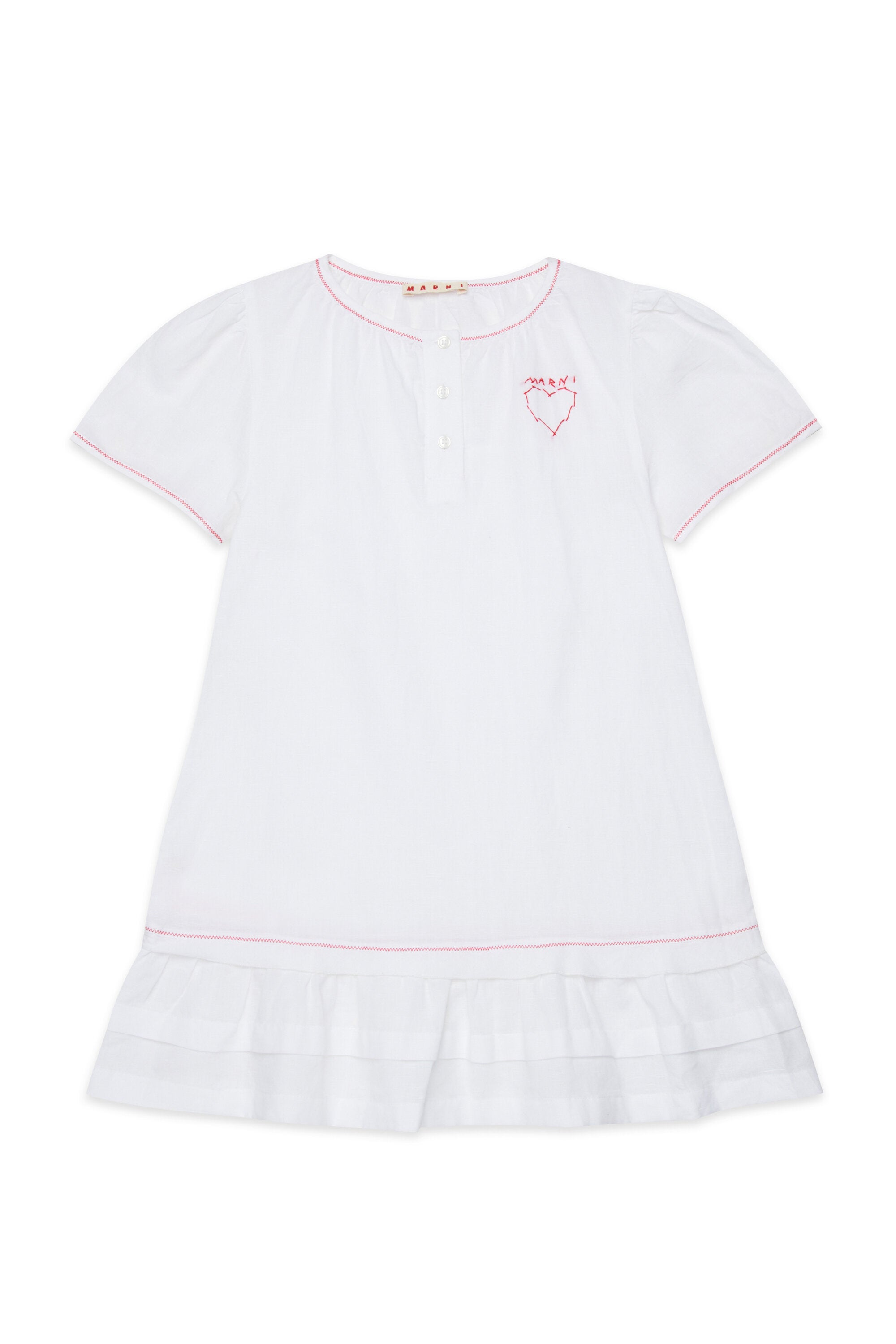 Dress with heart embroidery and ruffles