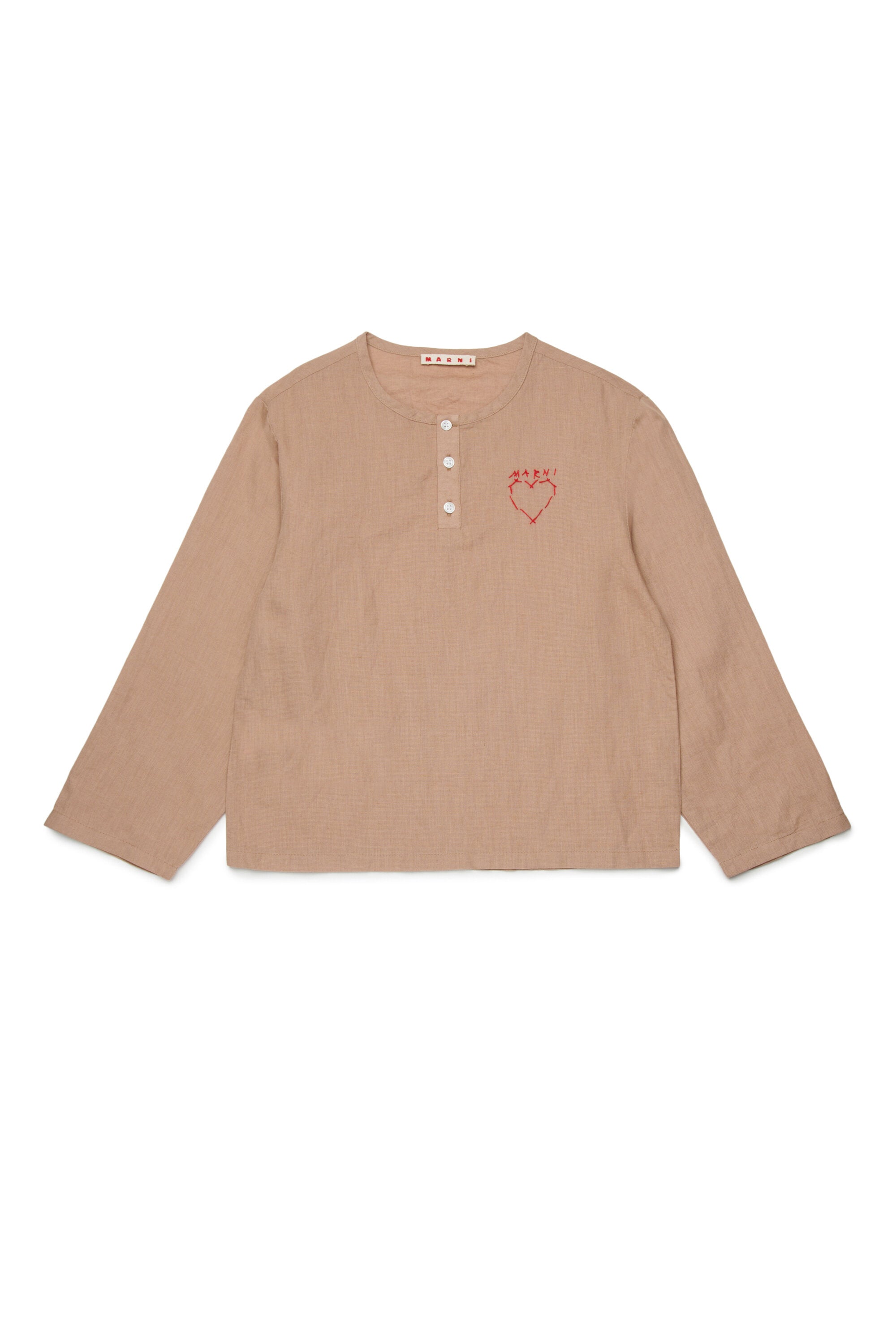 Camisa de manga larga con bordado de corazón