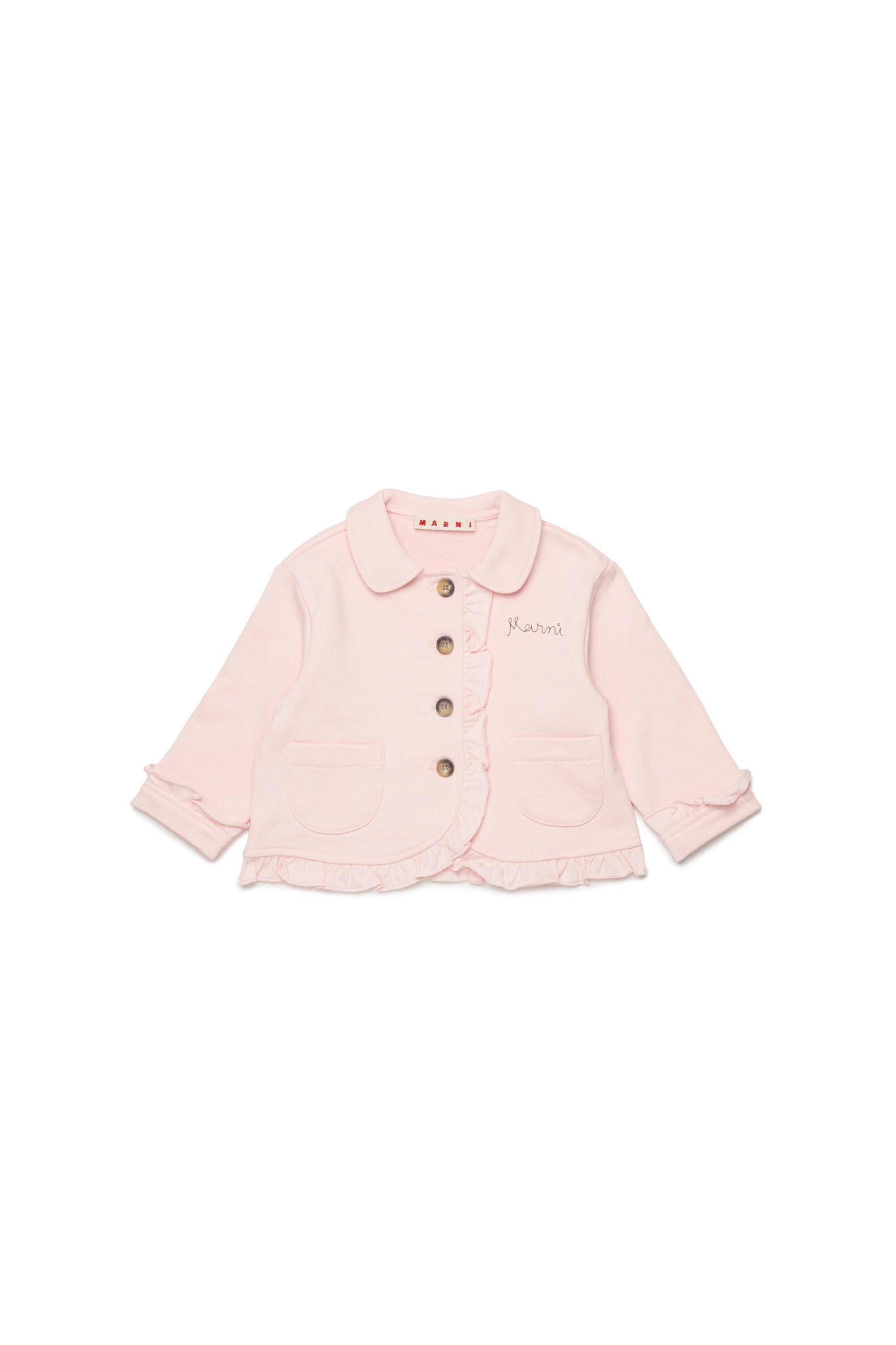 Chaqueta con volantes y logo
