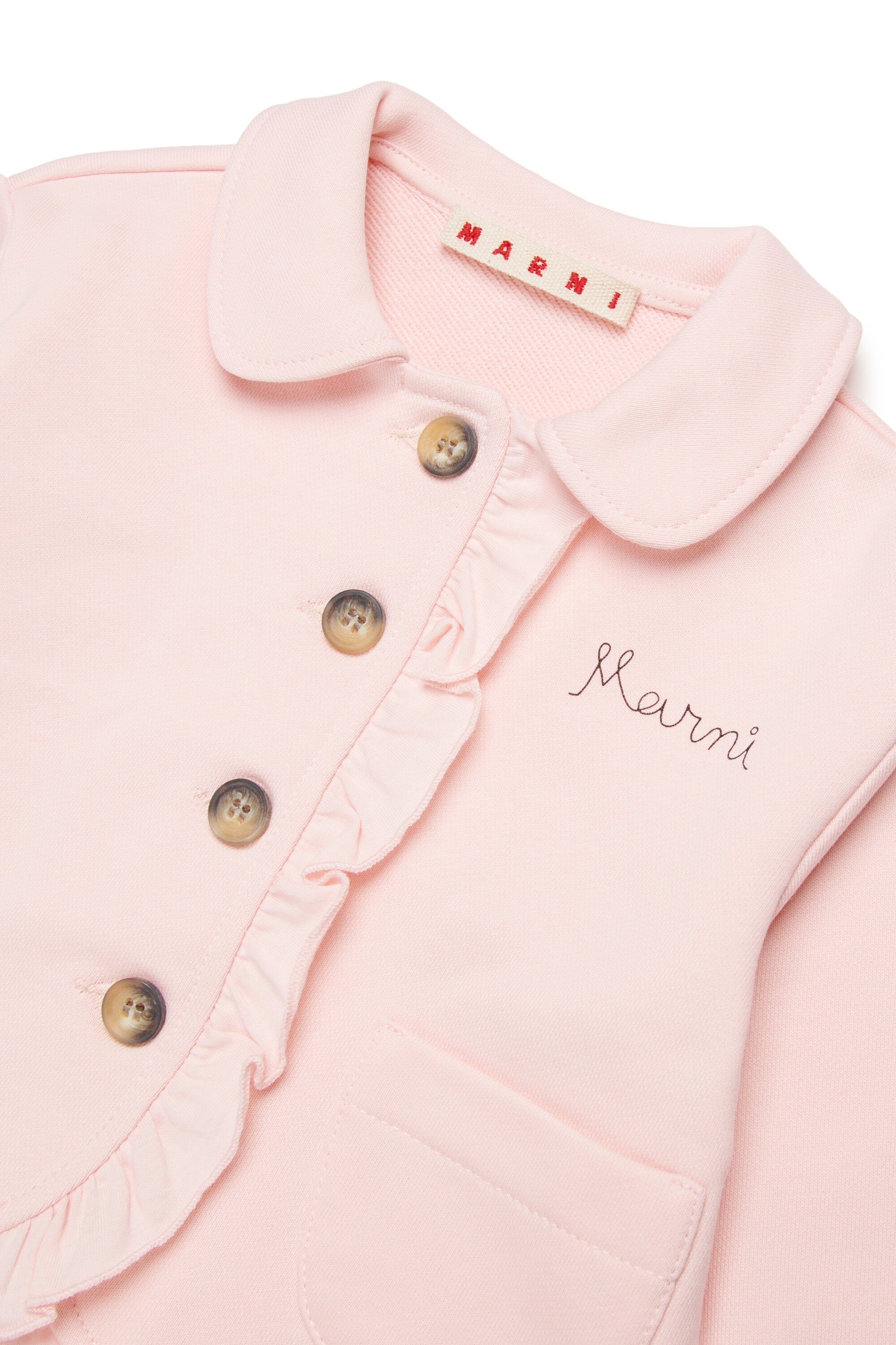 Chaqueta con volantes y logo