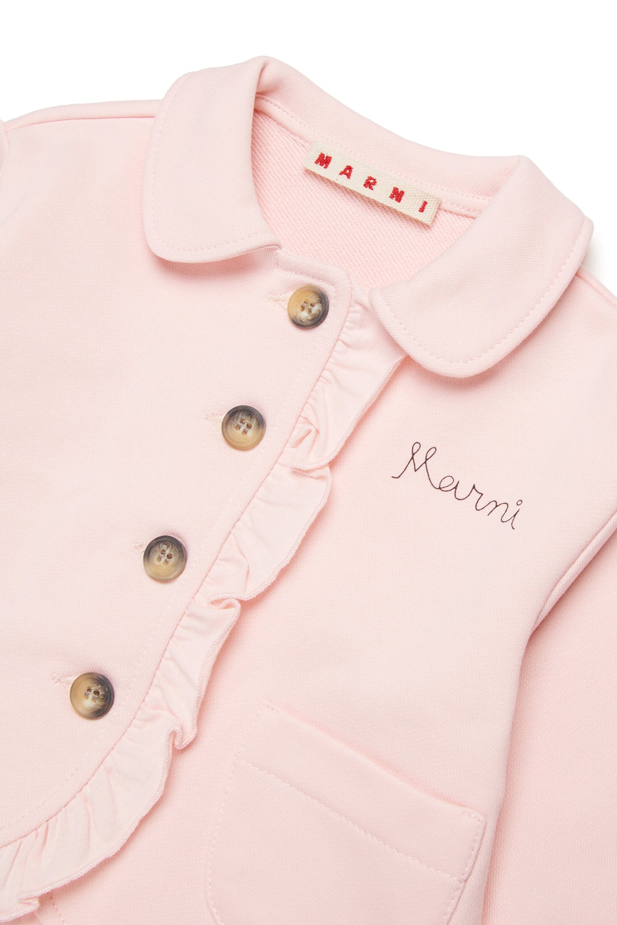 Chaqueta con volantes y logo