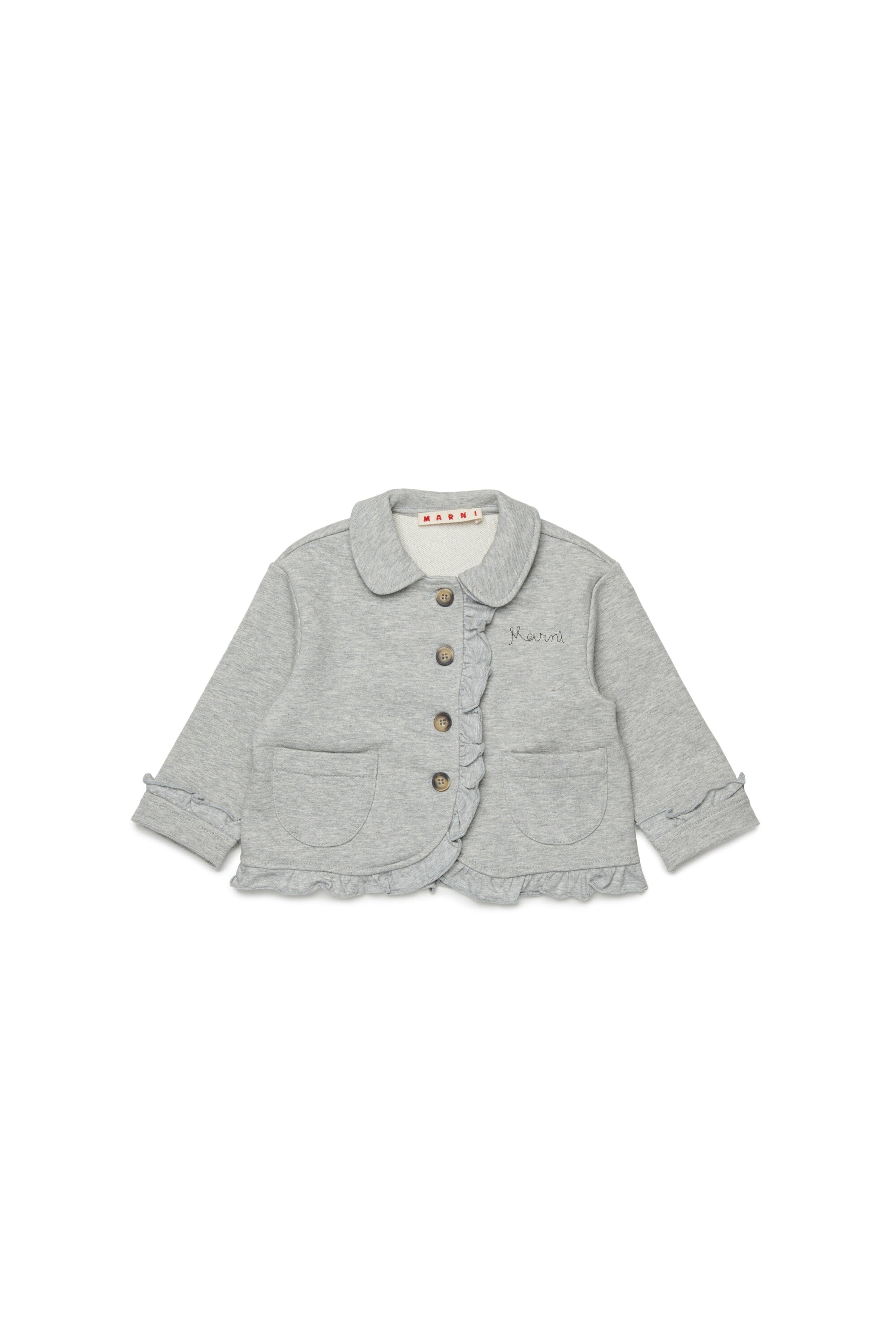 Jacket with ruffles and logo