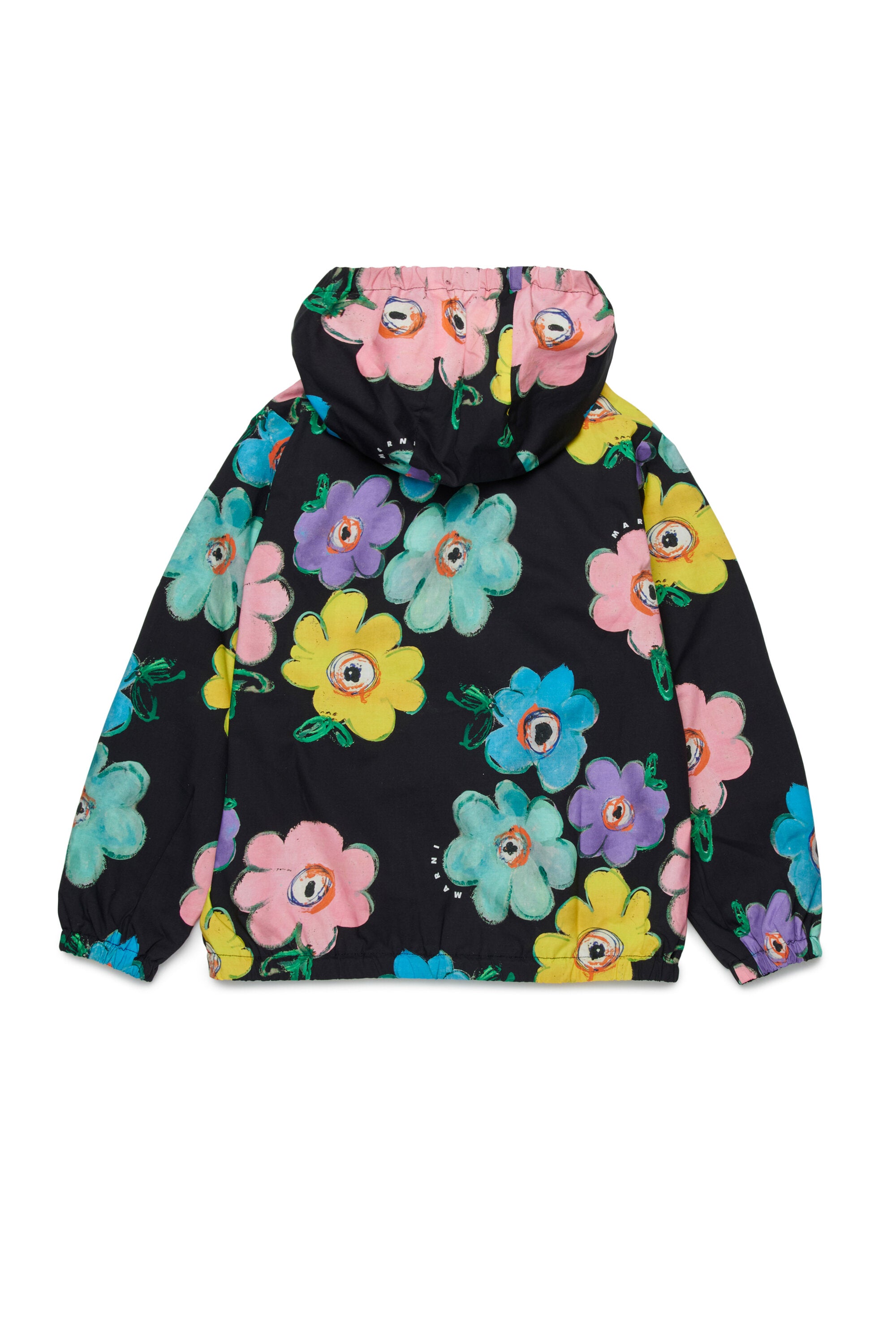 Cazadora impermeable floral con logo estampado