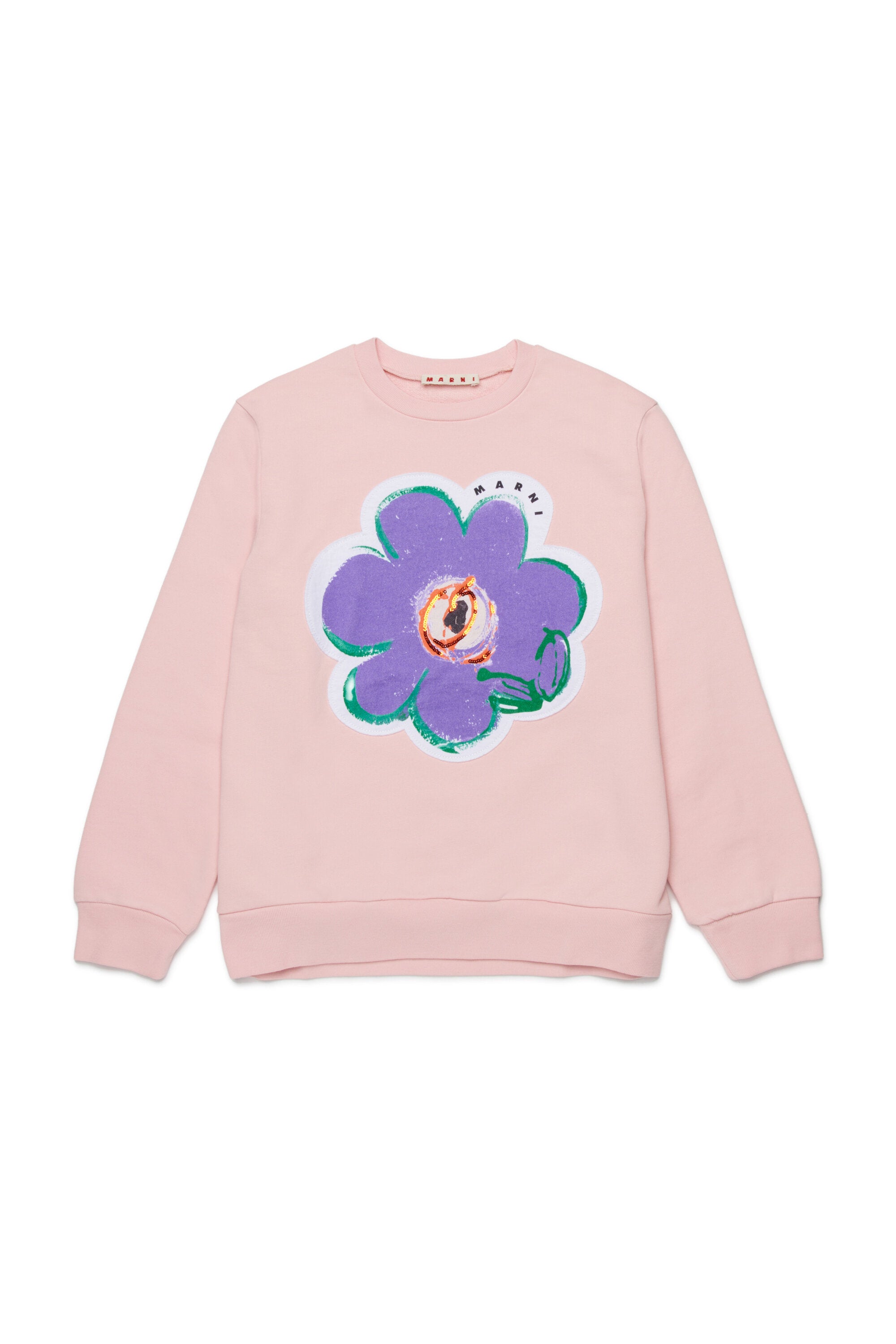 Crewneck sweatshirt with oversized flower