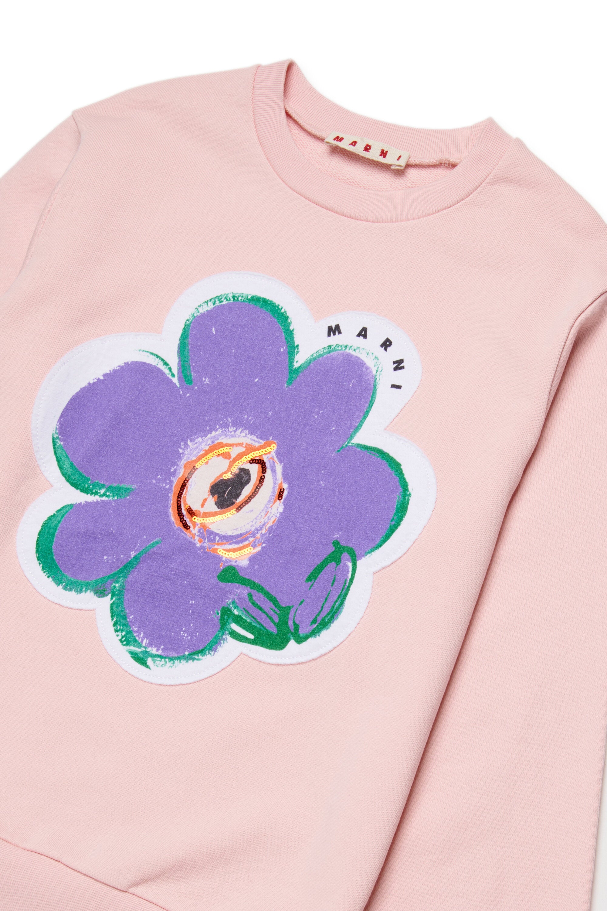 Sudadera de cuello redondo con maxi flor