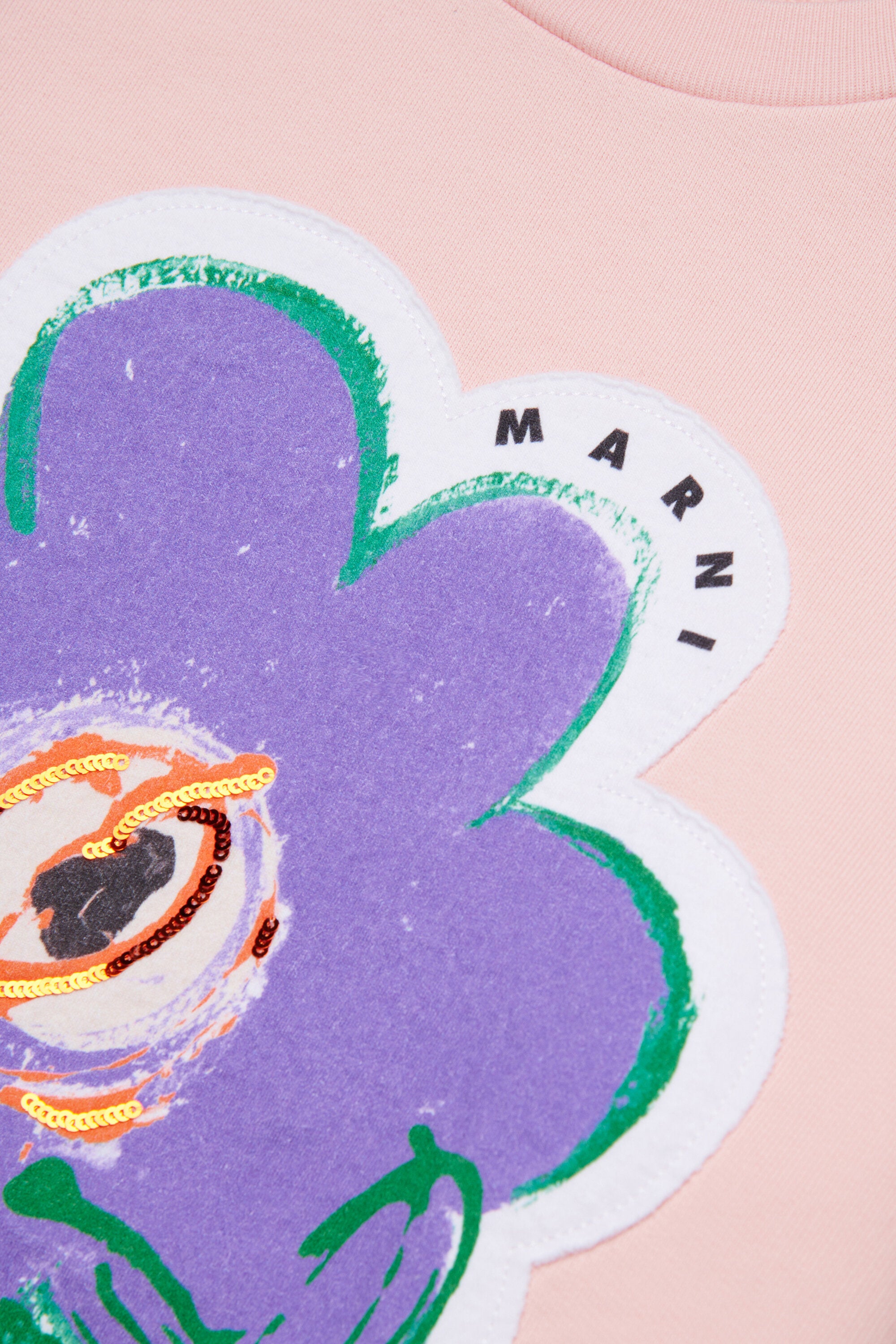 Sudadera de cuello redondo con maxi flor