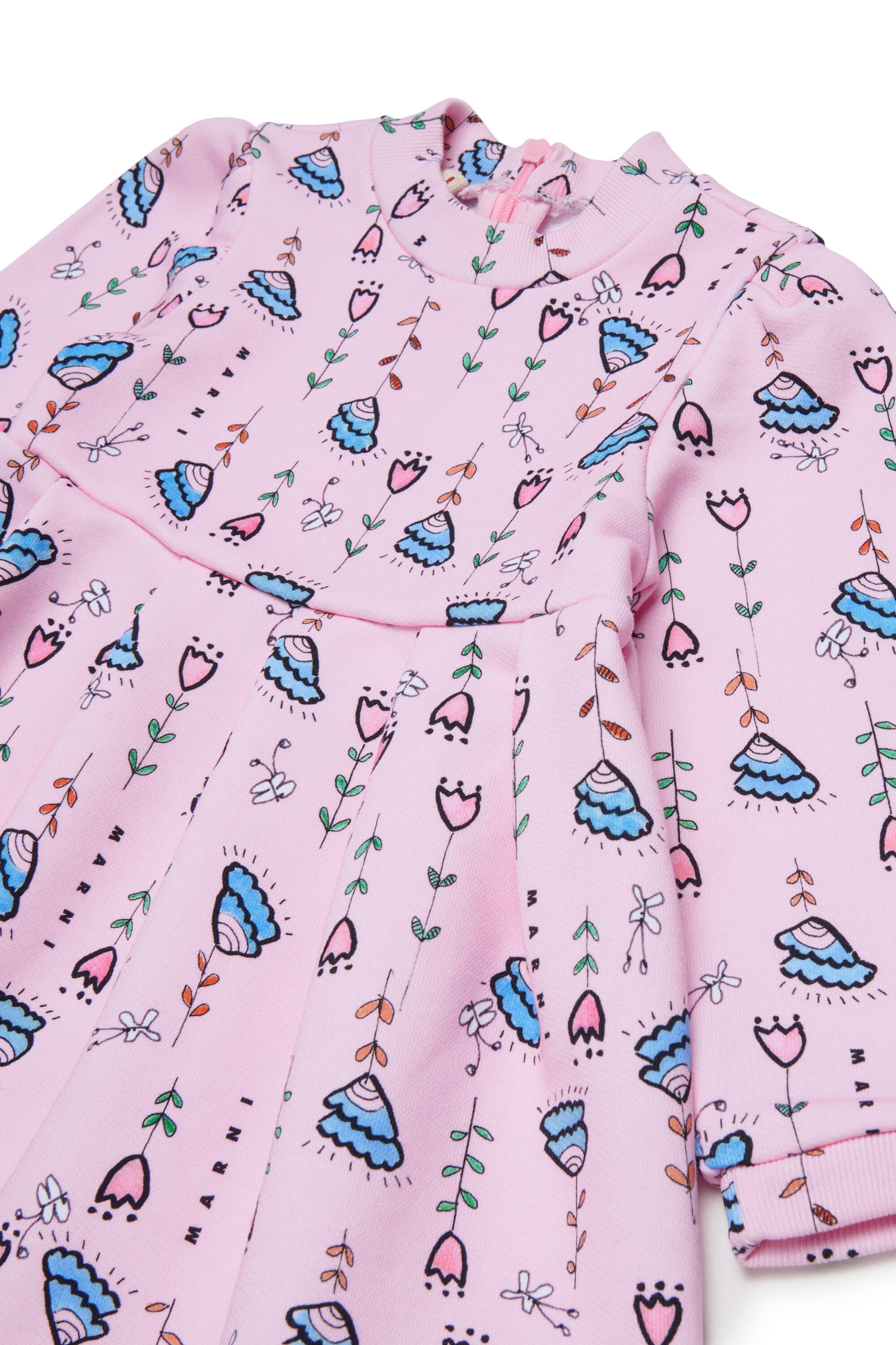 Dress with logo and floral pattern