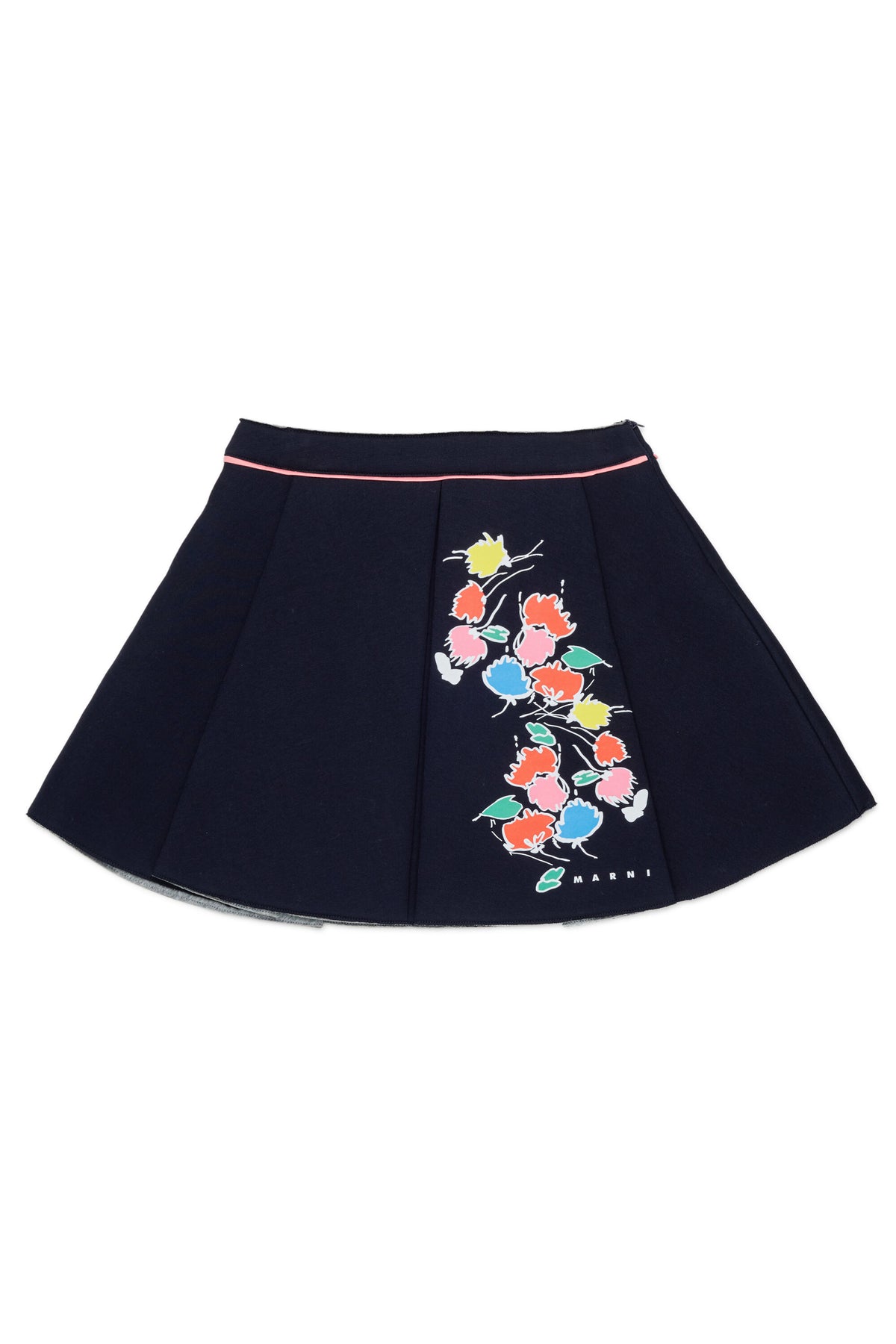 Falda con estampado floral y logo