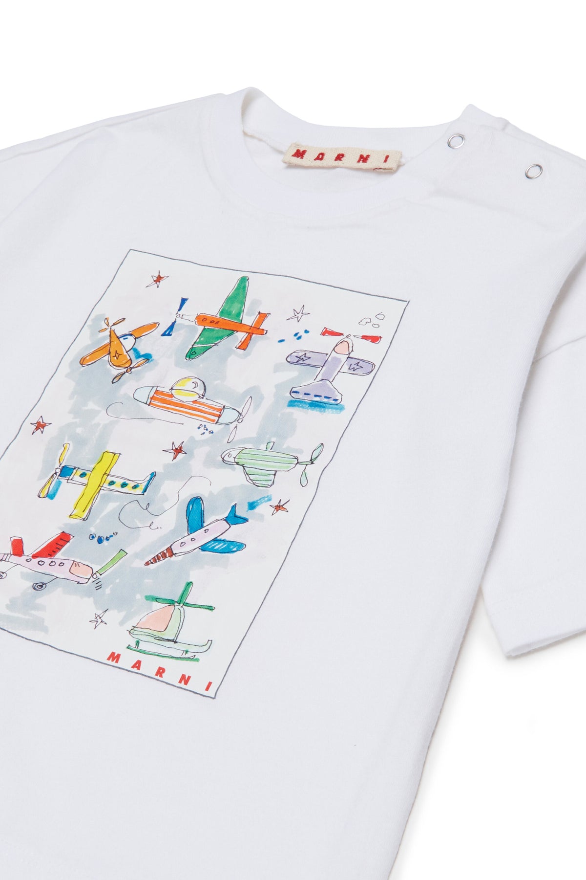Camiseta con estampado de aviones y logo