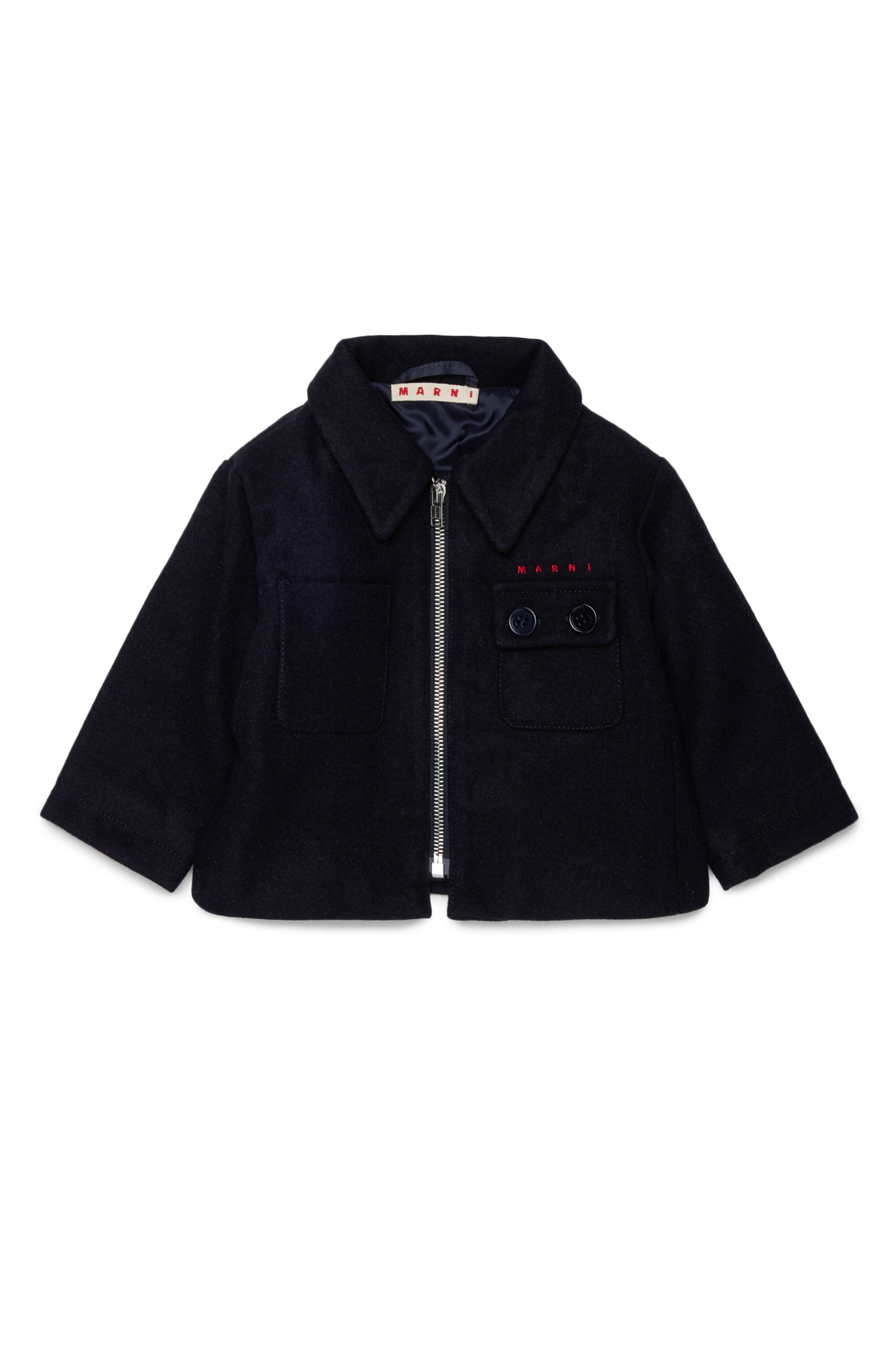 Chaqueta de mezcla de lana con logo bordado