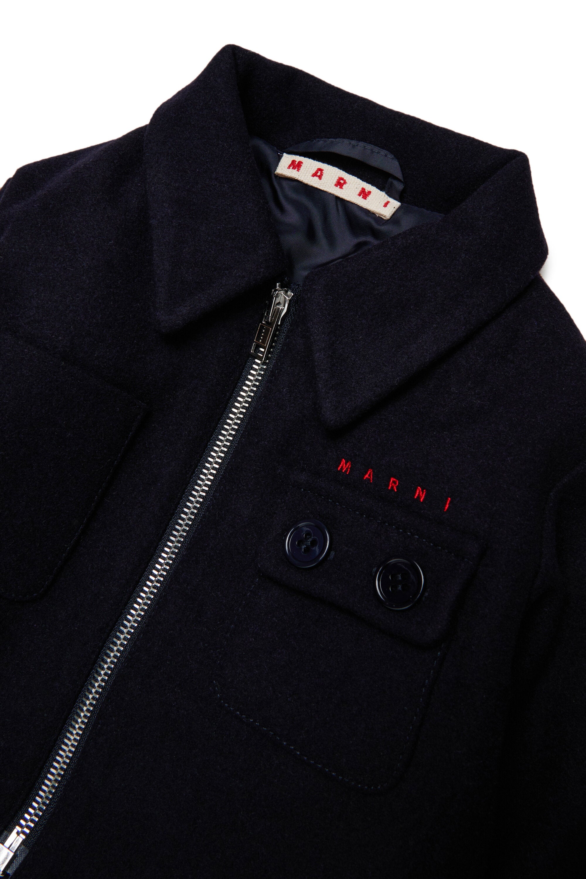 Wool-blend jacket with embroidered logo