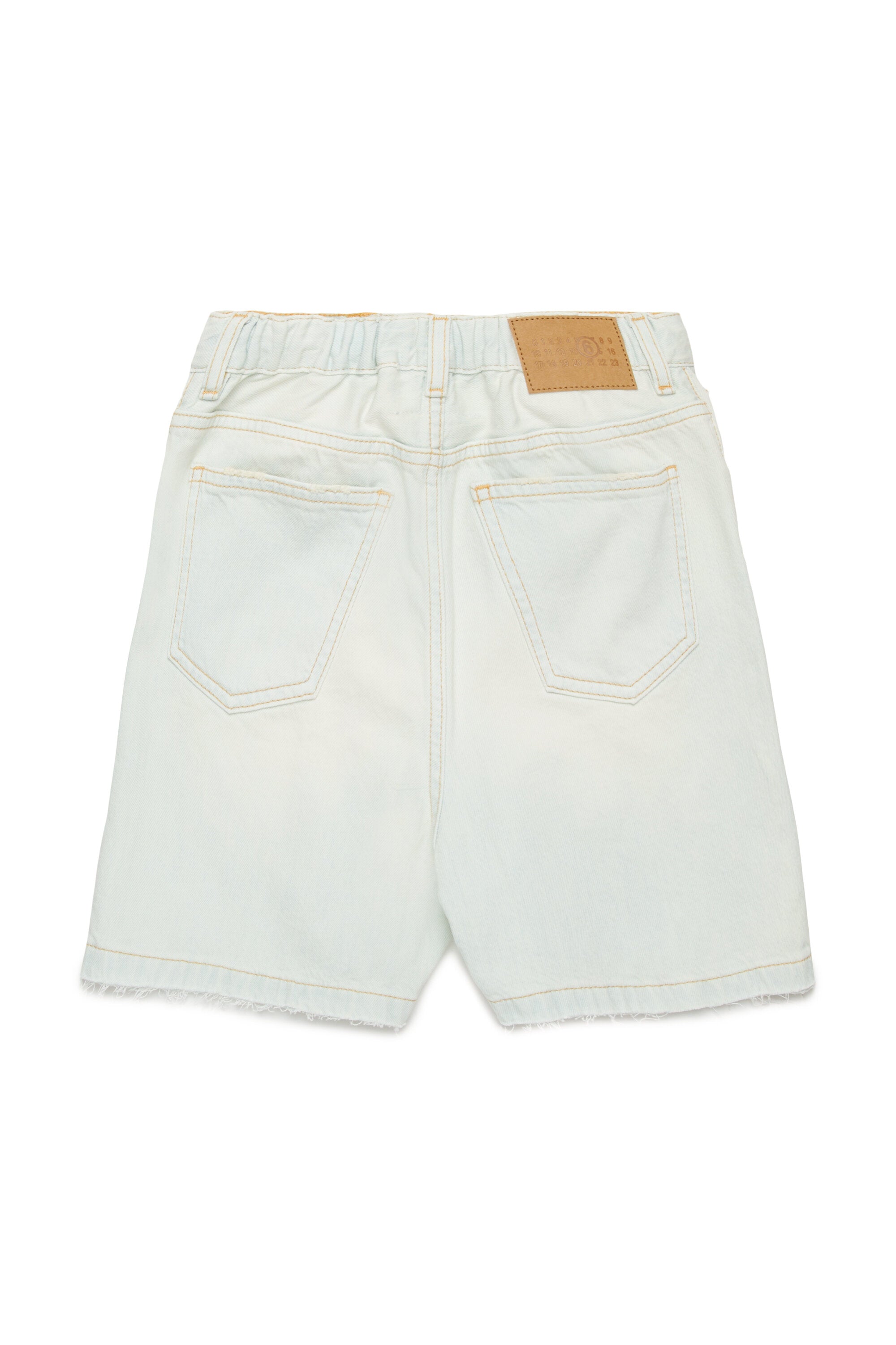 Pantalones cortos en denim claros de efecto desgastado