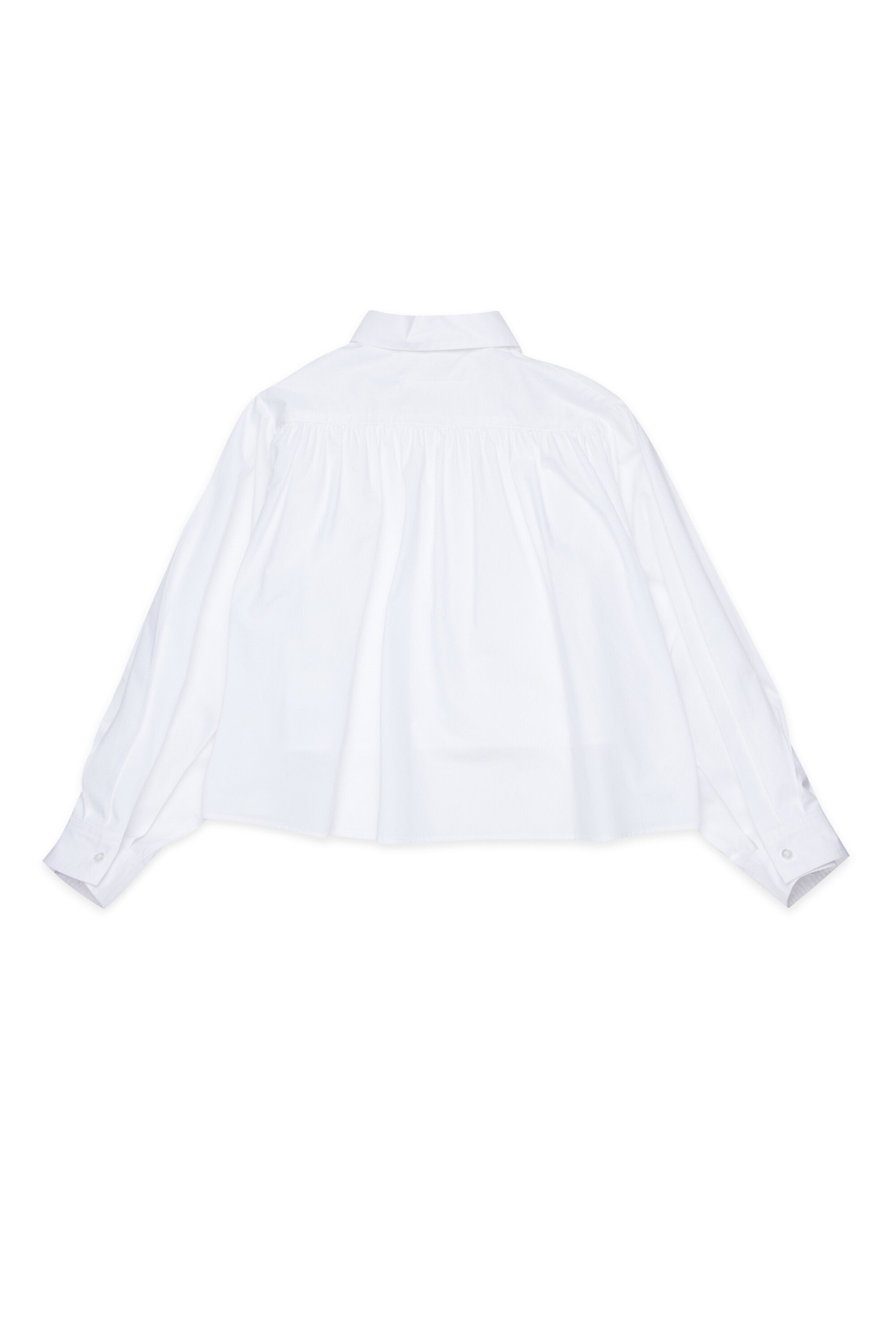 Camicia cropped in popeline con plissè sul retro