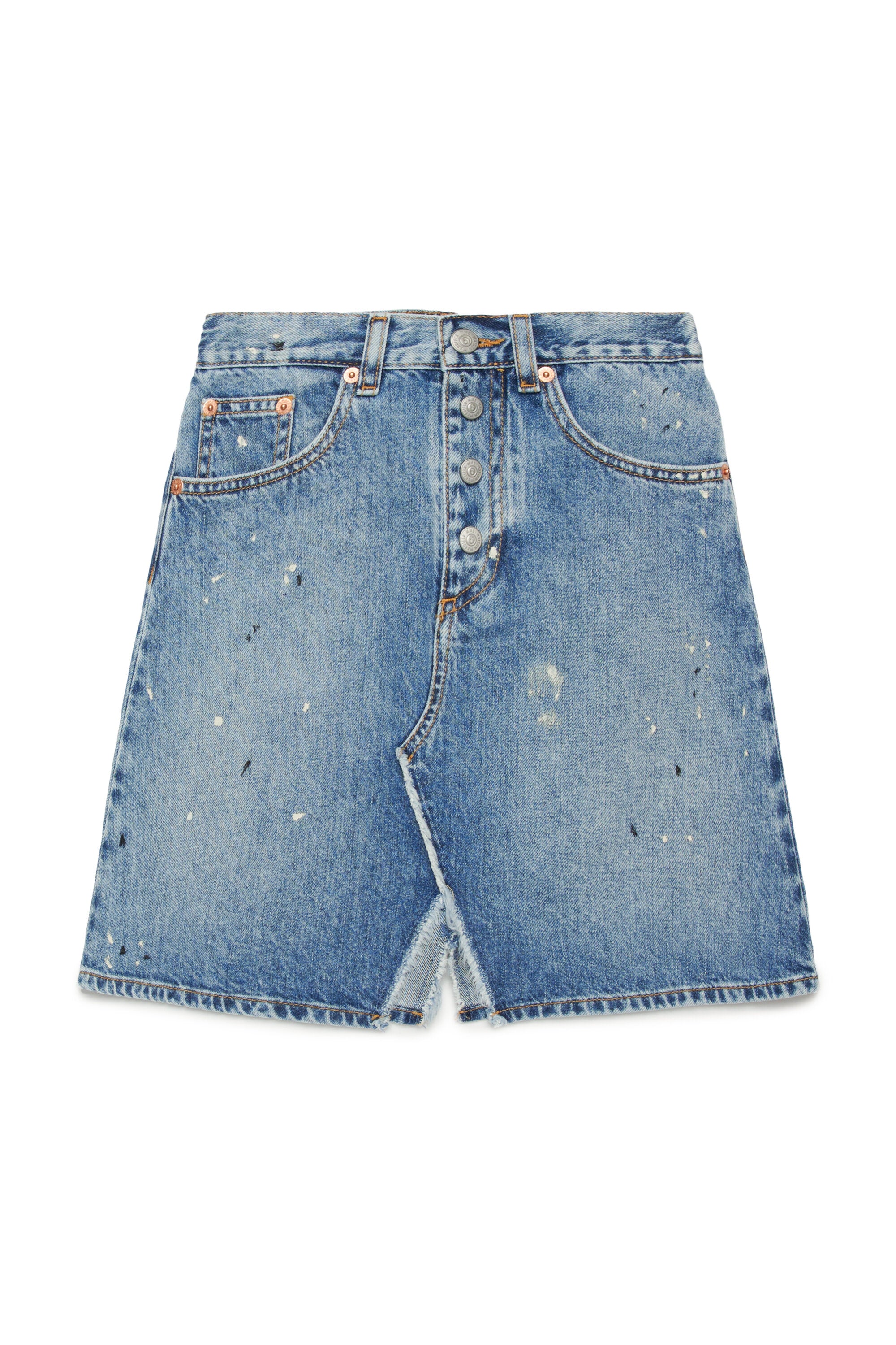 Falda vaquera en tonos azules con lunares de color